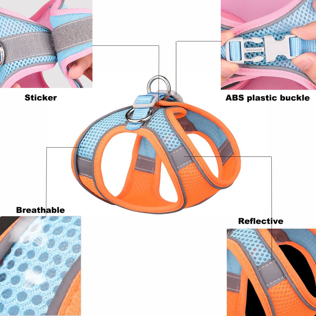 Puppy Harness And Leash Set, No-Pull Small Dog Vest With Lead, Breathable Mesh Reflective Pet Harnesses For Outdoor Walking For