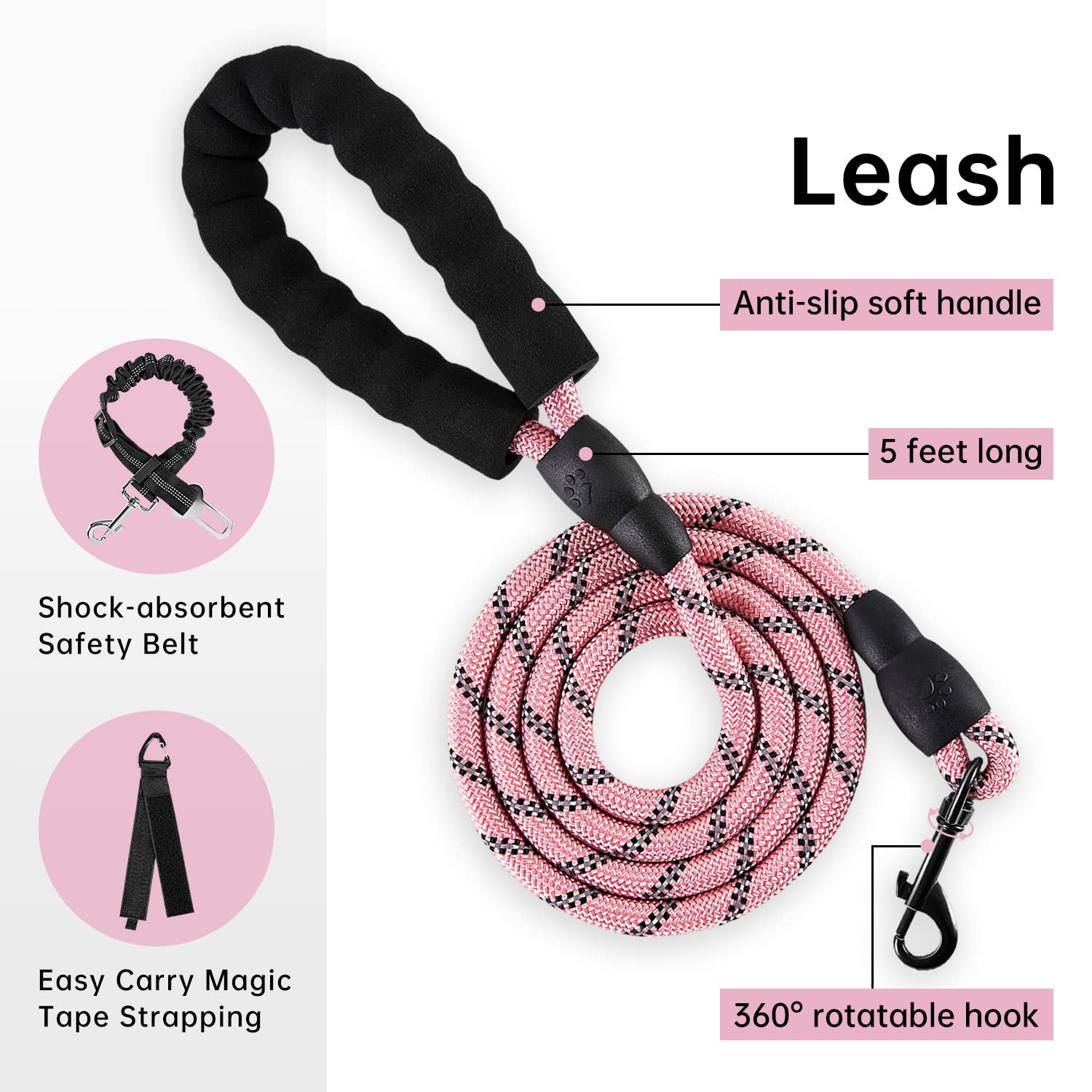 Ivy&Lane No Pull Dog Harness For Large Dogs, Reflective Dog Vest Harness With Leash, Safety Belt And Storage Strap, Fully Adjust