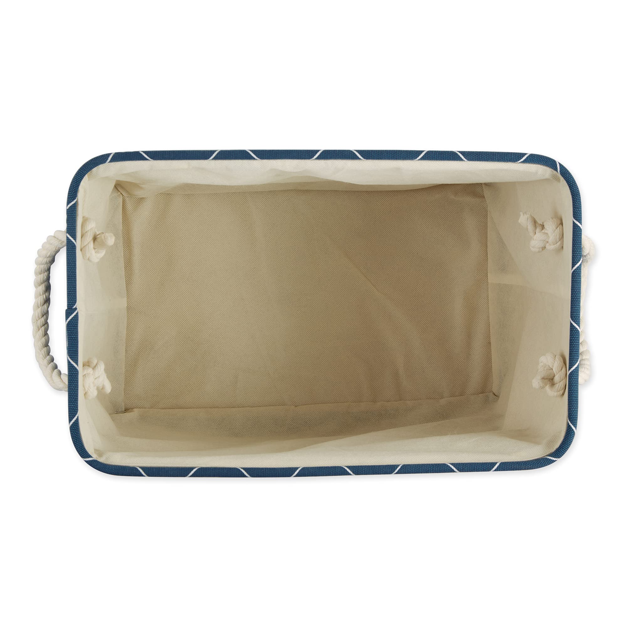 Bone Dry Pet Storage Collection Paw and Bone Print, Medium Rectangle, 16x10x12, Navy Trellis