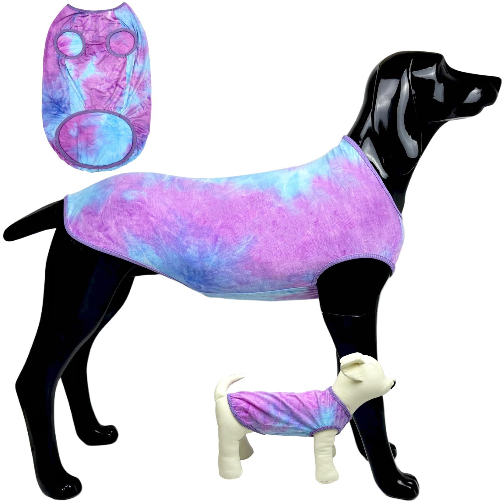 D.E.E Cotton Dog Shirts Large Tie Dye Dog Clothes Lightweight Girl Boy Big (Vpurpleblue, 3X-Large)