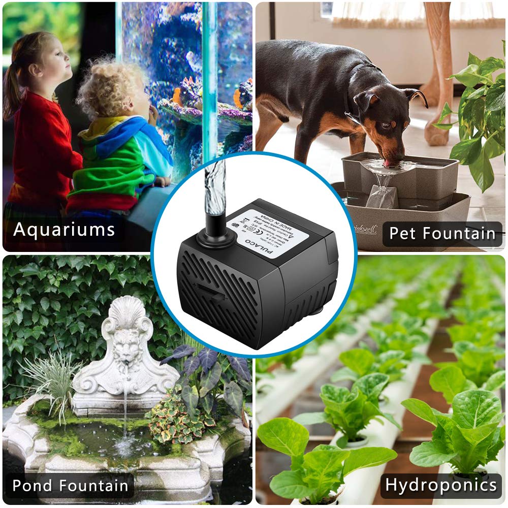 Pulaco 95Gph 5W Mini Submersible Water Pump For Aquarium Fish Tank, Pond, Fountain, Hydroponics