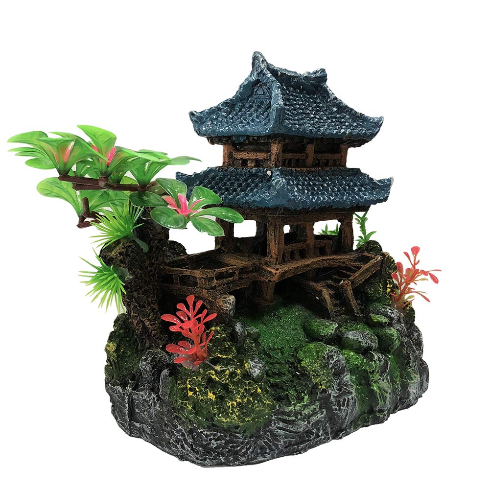 Slocme Aquarium Classical Resin Castle Decorations - Fish Tank Realistic Details Castle,Fish Tank Green Leaf Castle Aquarium Acc