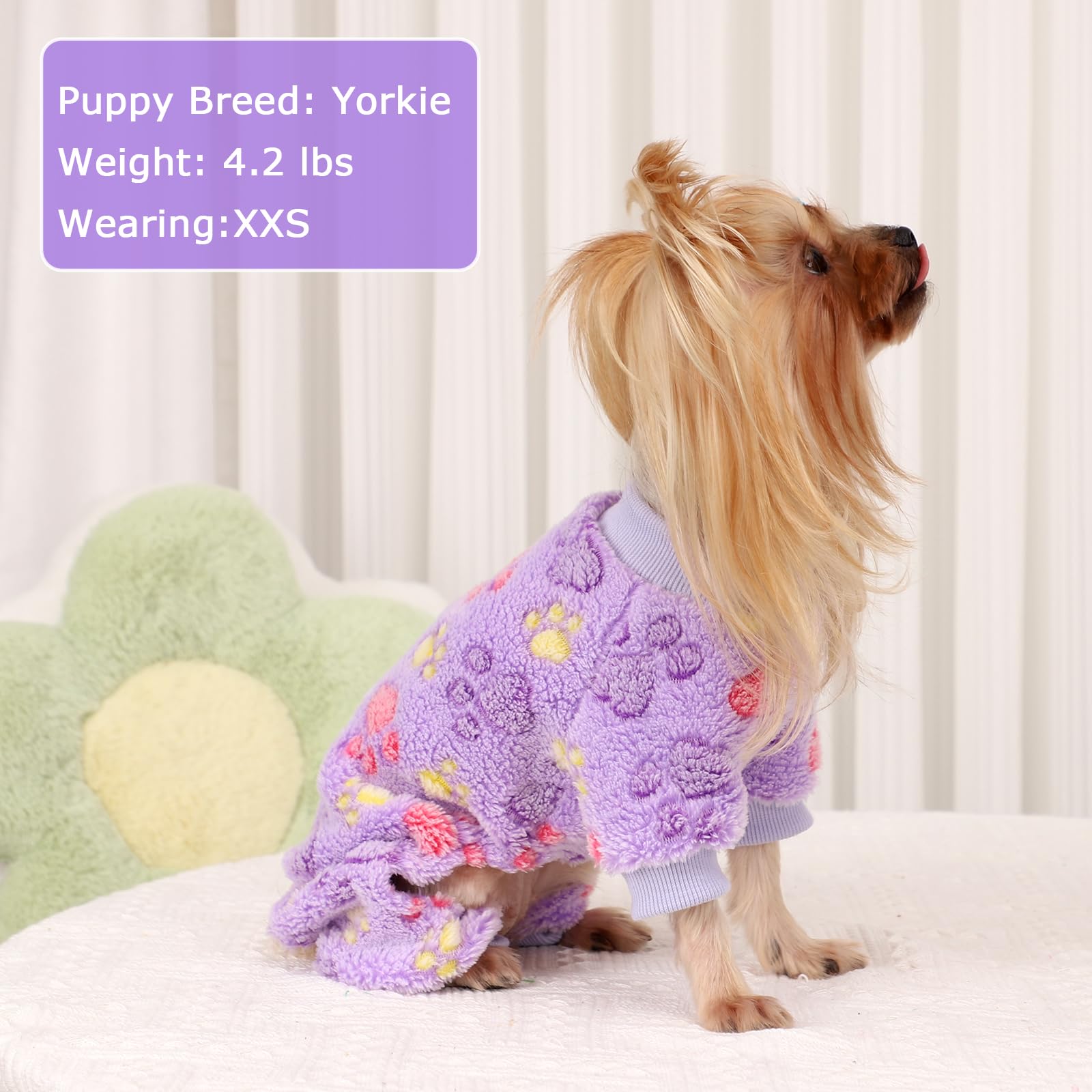 Kosiyi Dog Clothes For Small Dogs Fall Winter Fleece Dog Sweaters For Small Dogs Girl Boy, Lightweight Warm Paw Print Puppy Paja
