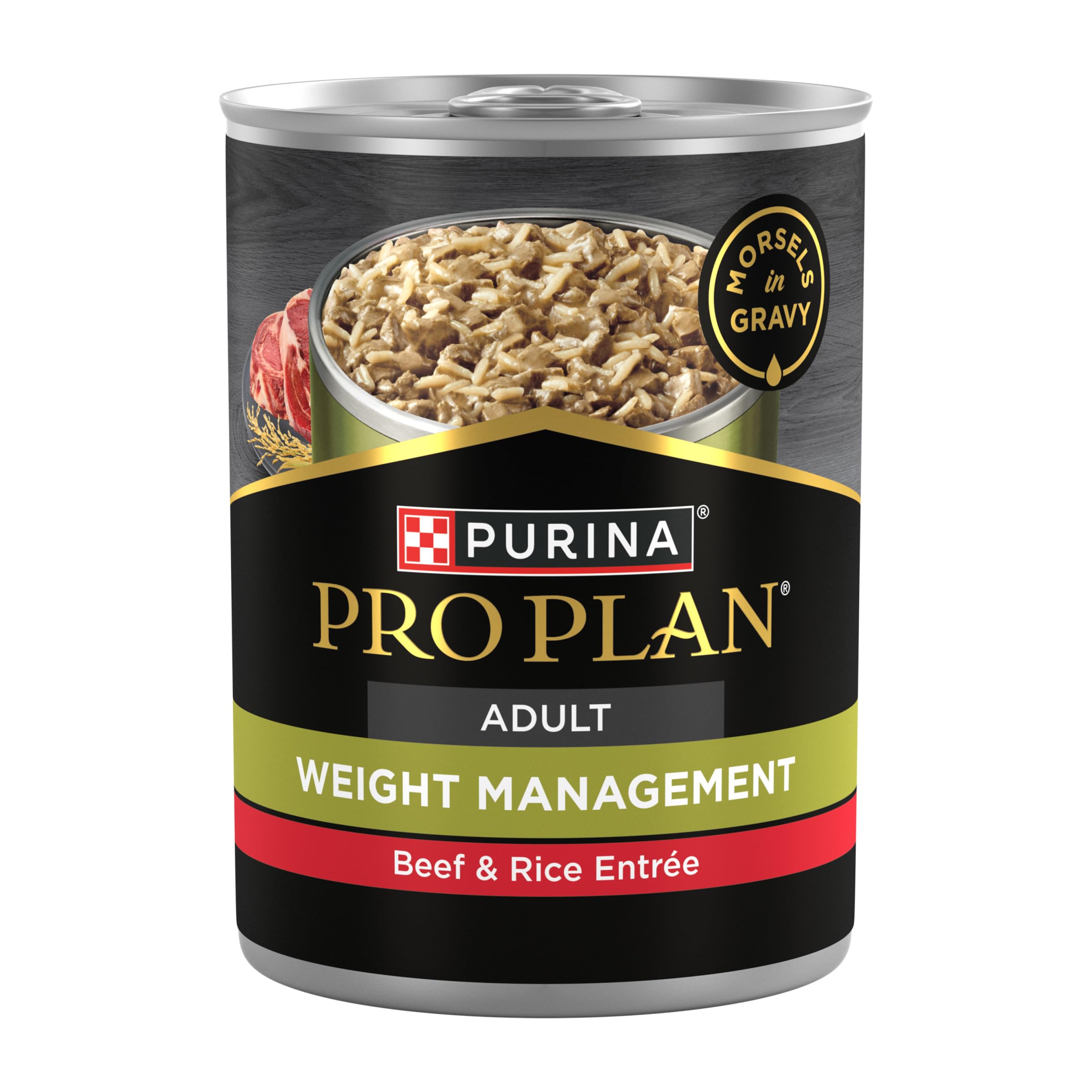 Purina Pro Plan Weight Management Wet Dog Food Beef and Rice Entree in Gravy - (Pack of 12) 13 oz. Cans