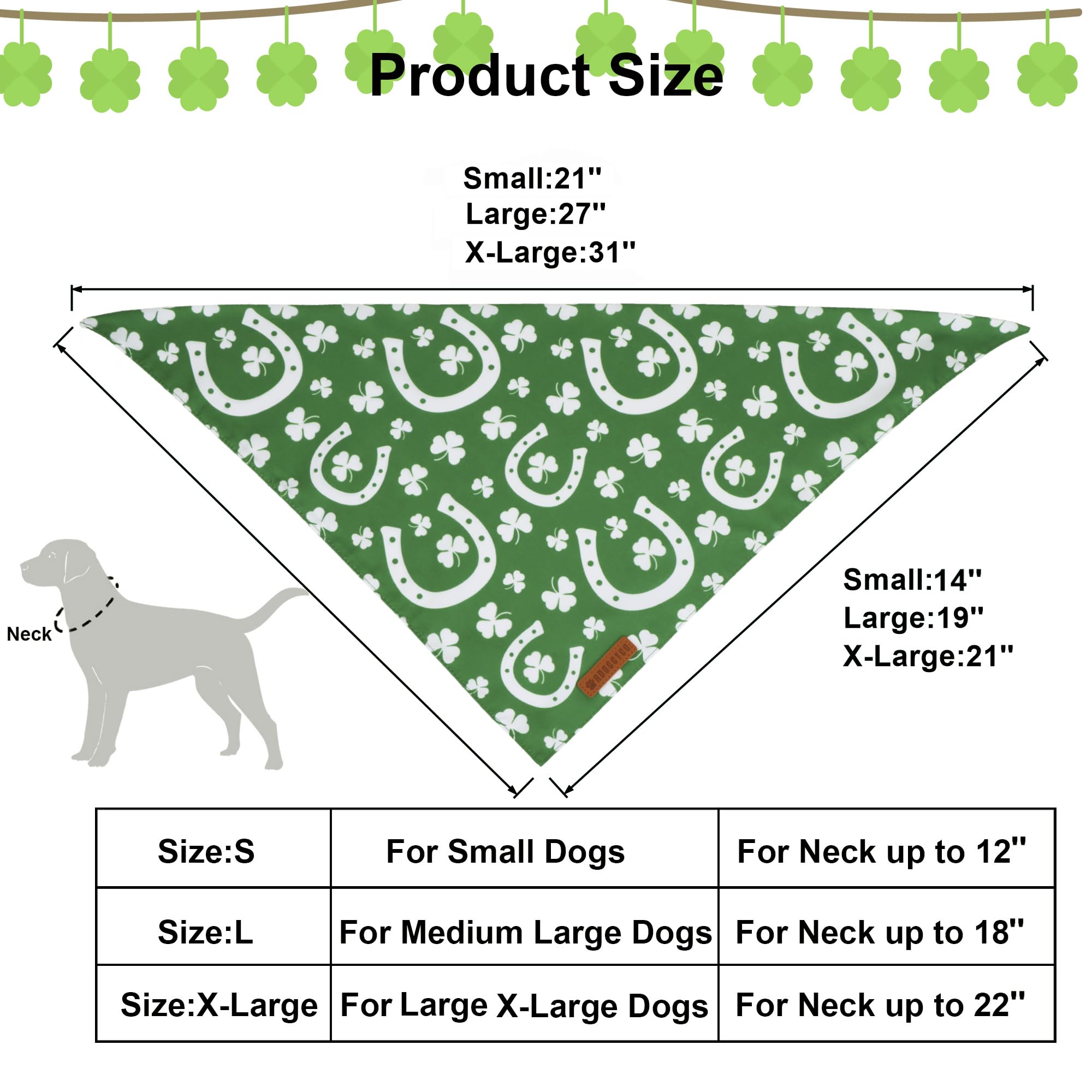Adoggygo St. Patrick'S Day Dog Bandana, Green Shamrock Scarf, Multi Size Offered, Saint Patrick Day Bandanas For Small Dogs (Sma