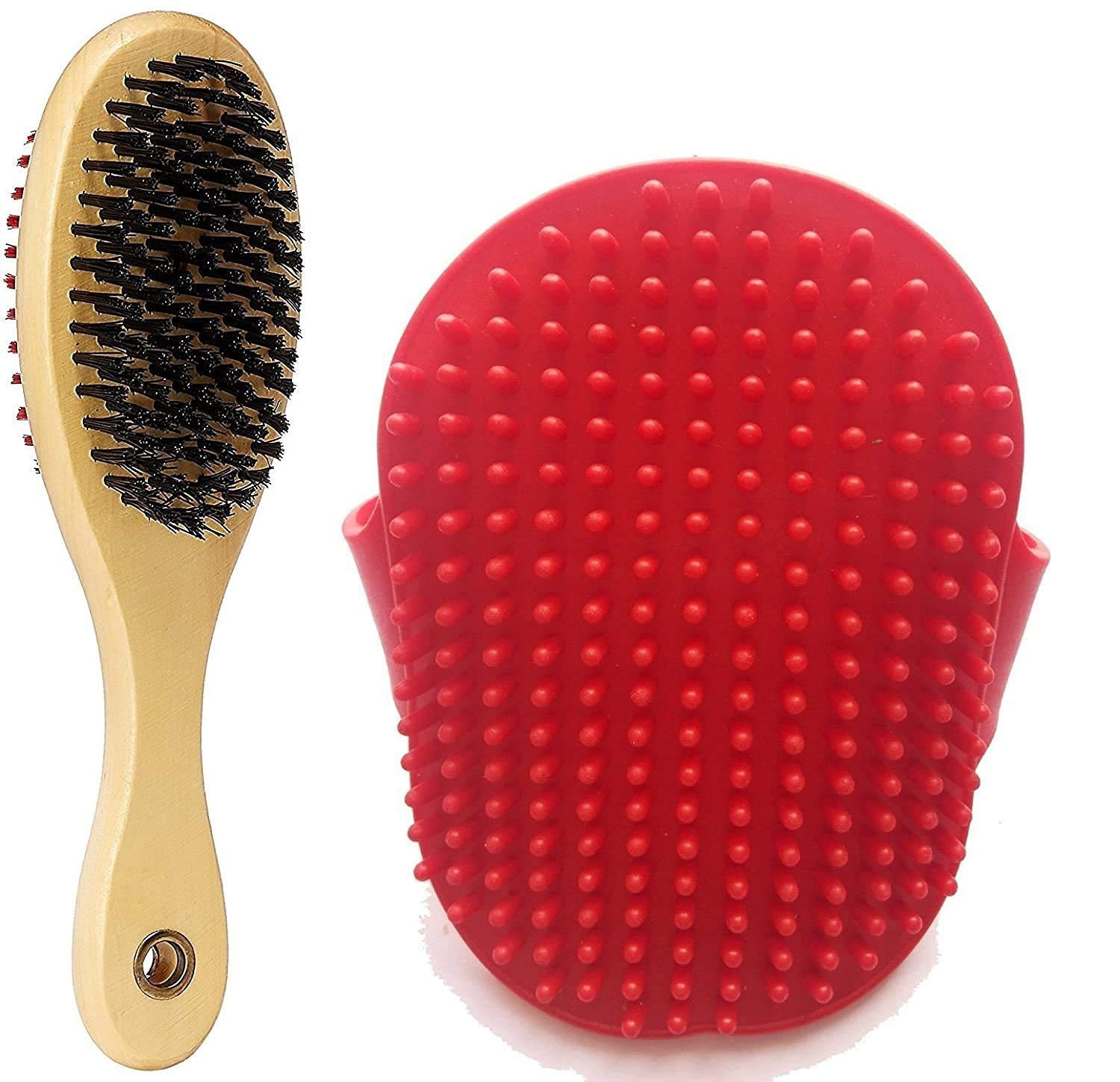 Psk Pet Mart Combo Set Of Soft Dog Hair Brush Double Side (Medium) | Rubber Bristles Comb For Dogs & Cats Washing | Pet Shampoo 
