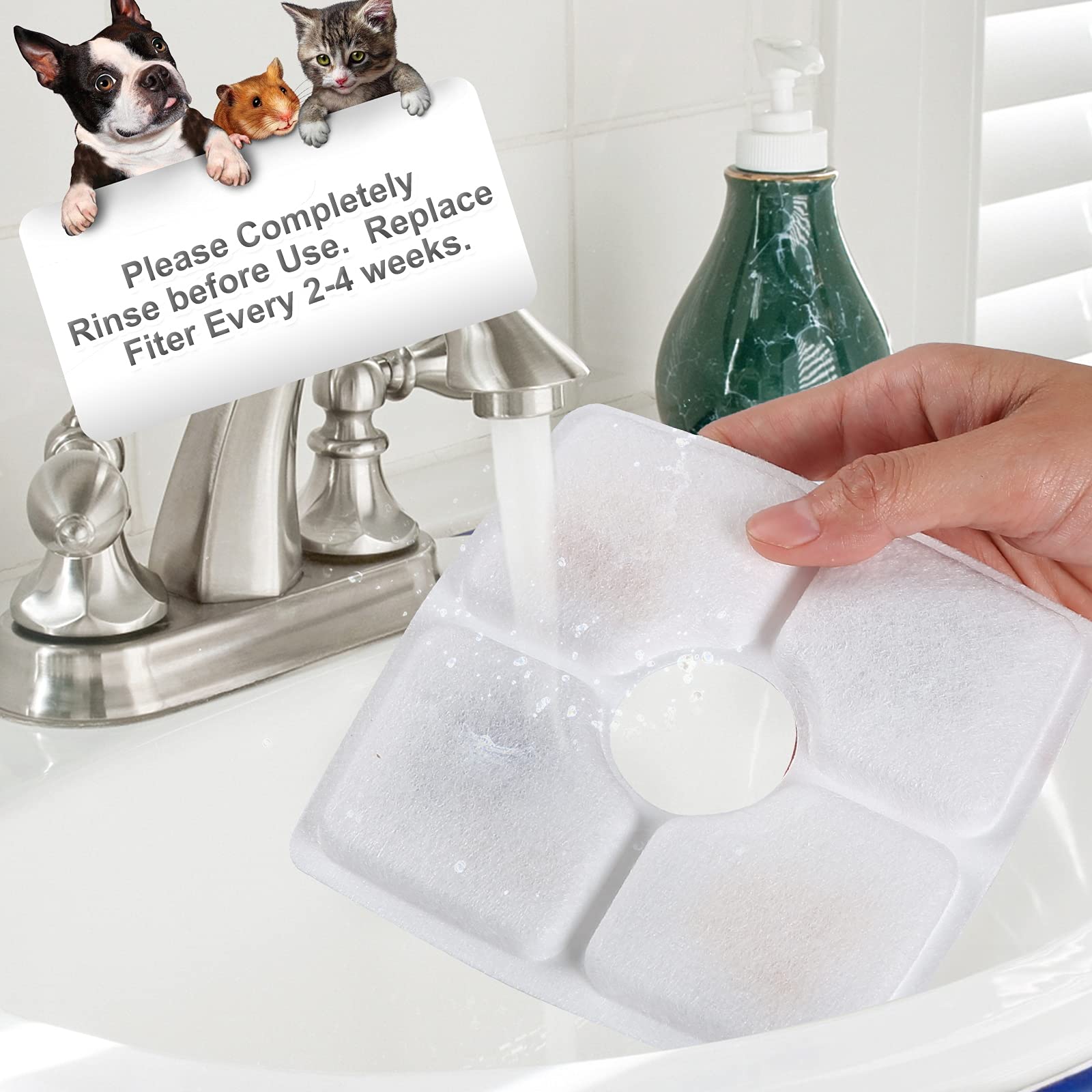 Guarm 8 Pcs Cat Fountain Replacement Filters, Activated Carbon & Pp Cotton, Compatible With Most Pet Water Dispensers And 84Oz/2