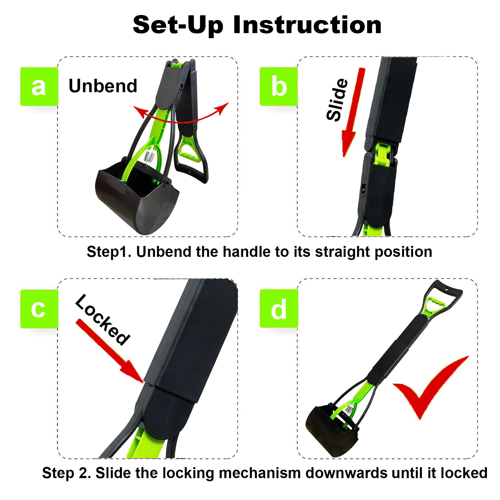 ienjoyed 2-Pack Pooper Scooper for Large Small Dogs Heavy Duty, 28 Long Handle Poop Scoop for Yard, Grass, Gravel, Dog Poop Grab