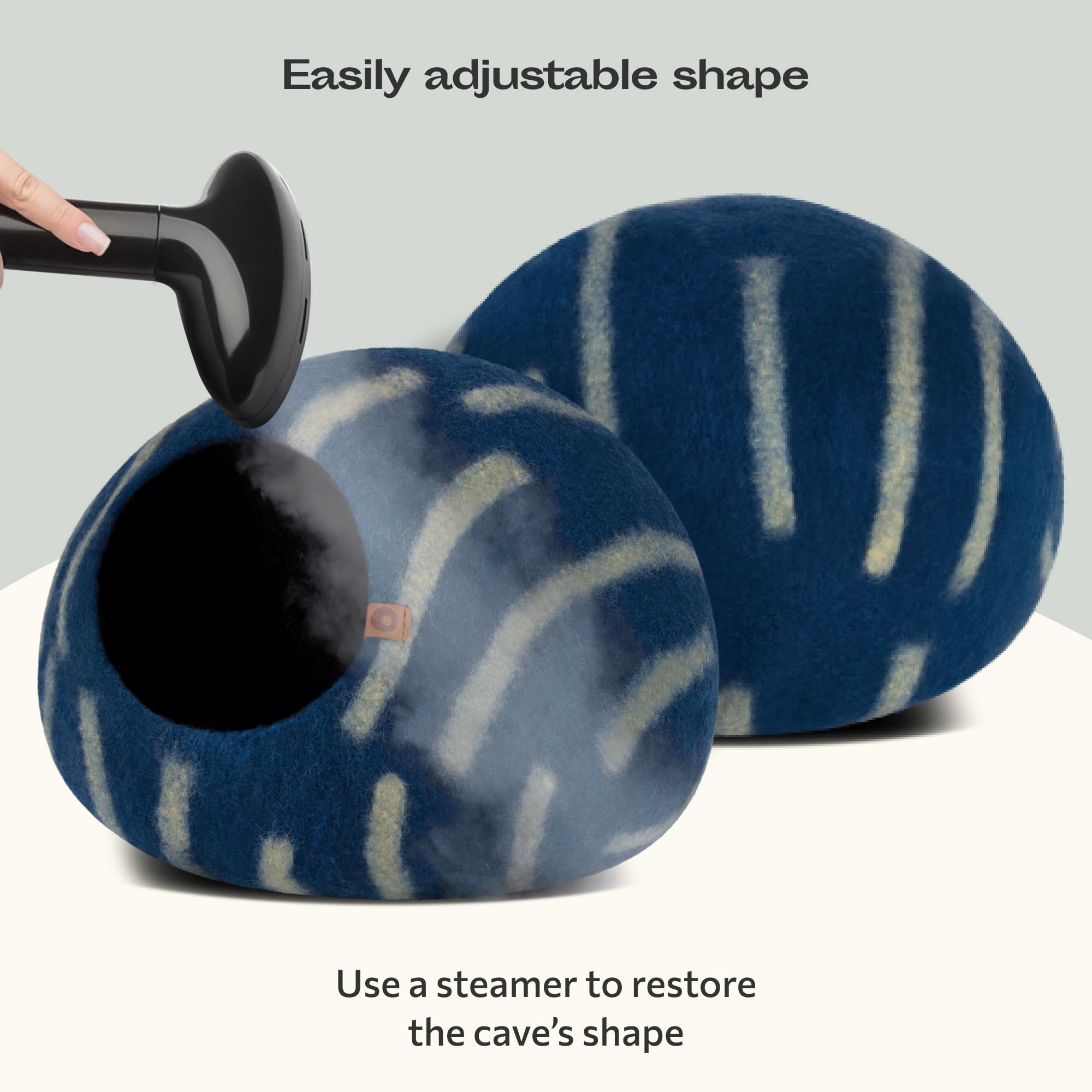 Meowfia Cat Cave - Premium Felt Cat Bed For Indoor Cats, Handmade 100% Merino Wool (Vivid Shades) (Large, Deep Azure)
