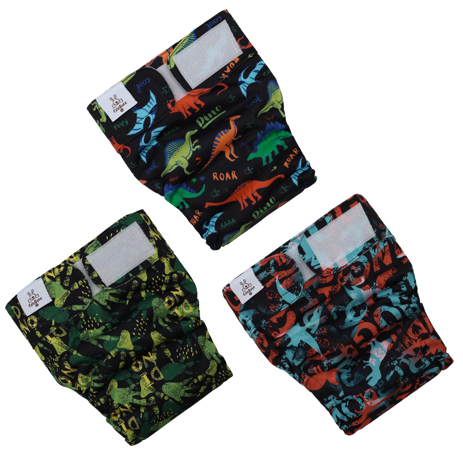 Cutebone Washable Dog Diapers Female Without Tail Hole 3 Pack Reusable Doggie Period Training Pants For Docked-Tail Dogs - Frenc