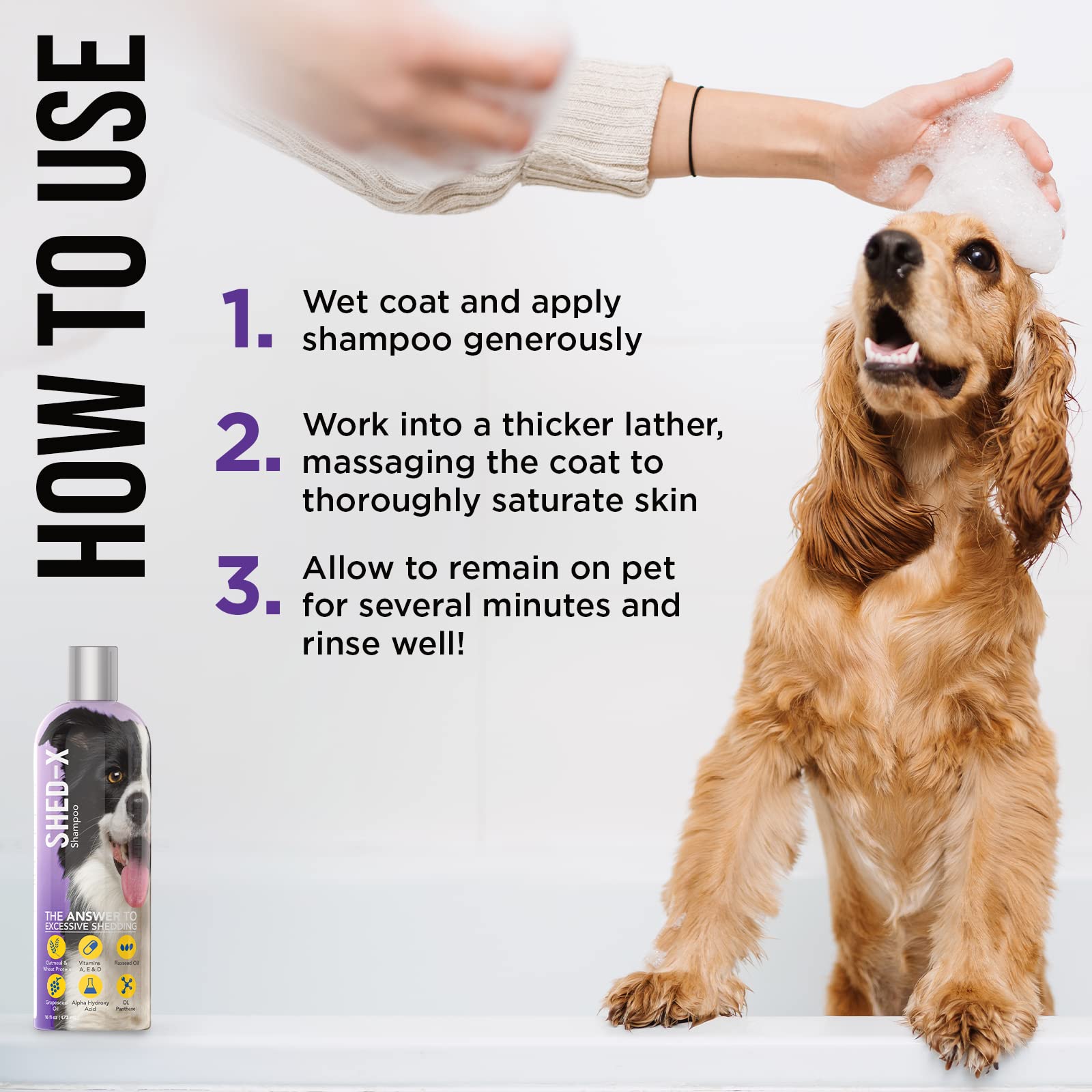Shed-X Shed Control Shampoo for Dogs, 16 oz - Reduce Shedding - Shampoo Infuses Skin and Coat with Vitamins and Antioxidants to