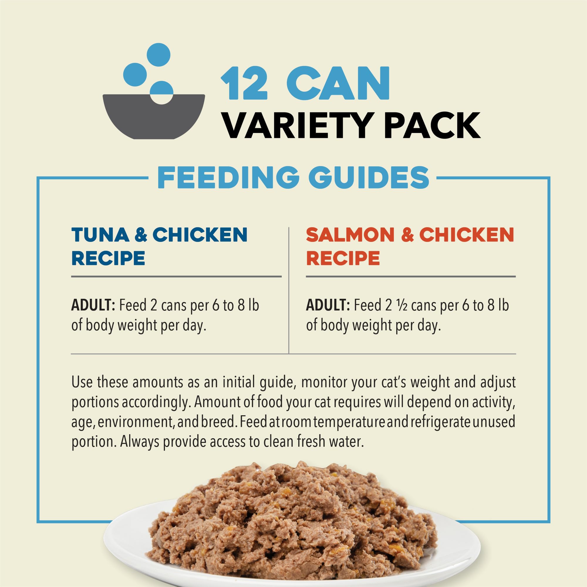 ACANA Premium Pate Wet Cat Food in Bone Broth Variety Pack: Salmon & Chicken + Tuna & Chicken Recipes 3oz Cans (12 Count, 6 of E