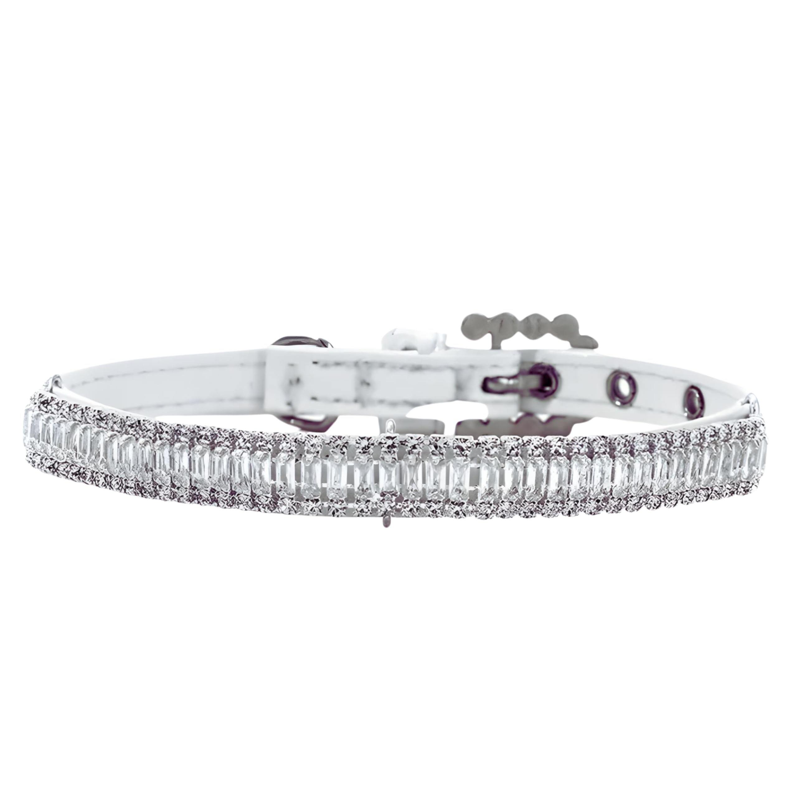 Pet Collar - White Crystal Cute And Stylish Dog & Cat Collar For Small Dogs And Kittens, Size S-Xs Adjustable (Crystal)