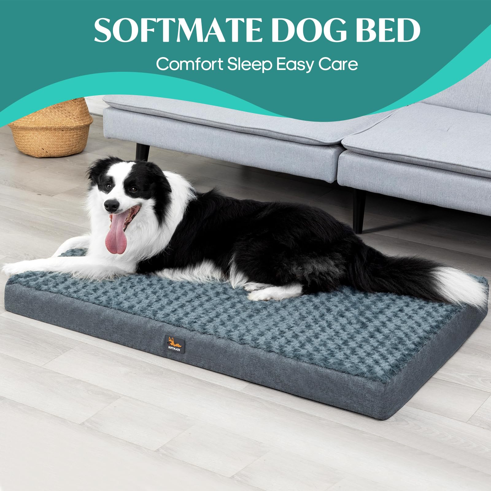 Softmate Dog Bed For Xxxl Dogs Up To 150 Lbs With Orthopedic Foam Waterproof Cover Removable And Washable Cover Fluffy Dog Crate