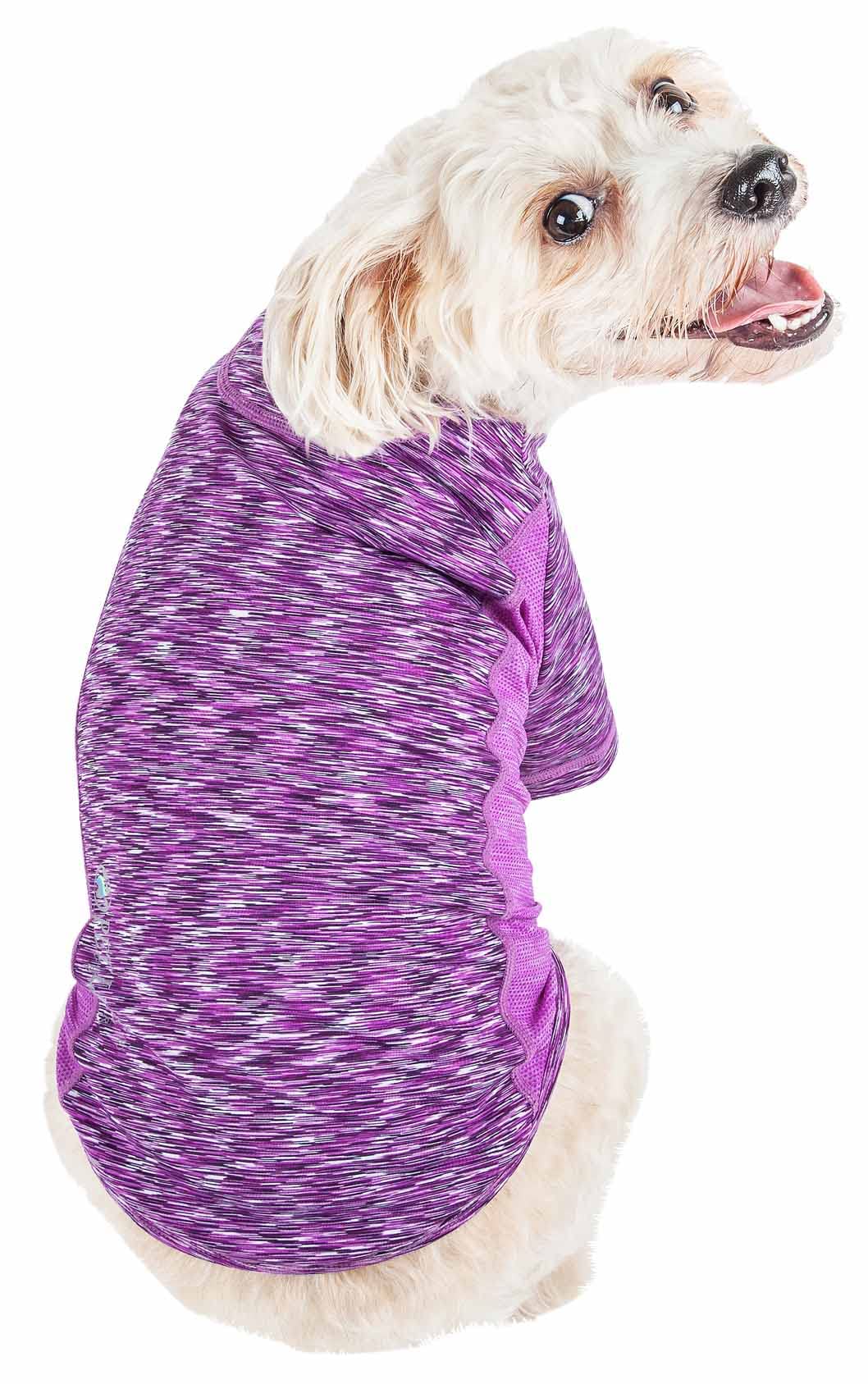 Pet Life ® Active 'Warf Speed' Heathred Dog Fitness and Yoga Pet T-Shirt Dog Clothes - Performance Dog T-Shirt with 4-Way-Stretch, Reflective and Quick-Dry Technology - Summer Dog Shirts X-Large