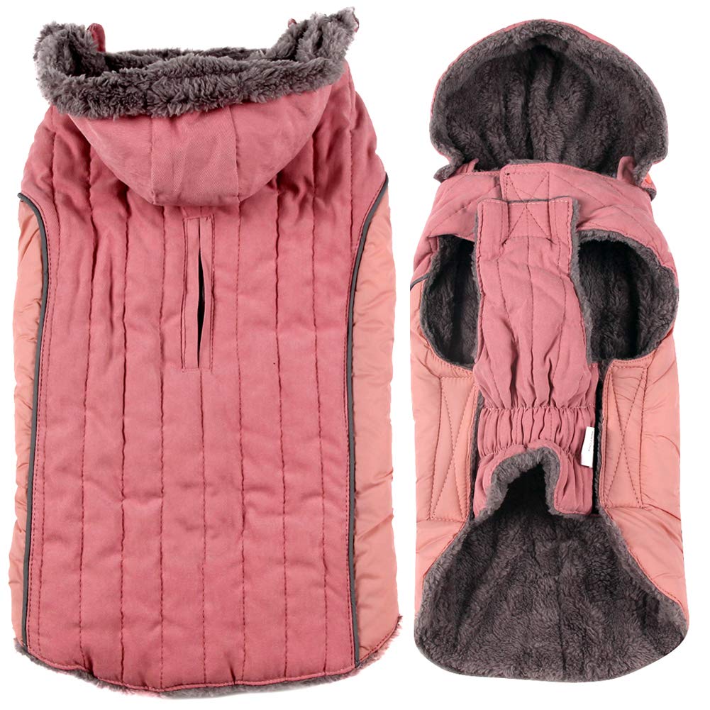 Joydaog Fleece Dog Hoodie For Small Dogs Super Warm Puppy Jacket For Cold Winter Dog Coats,Pink Xs