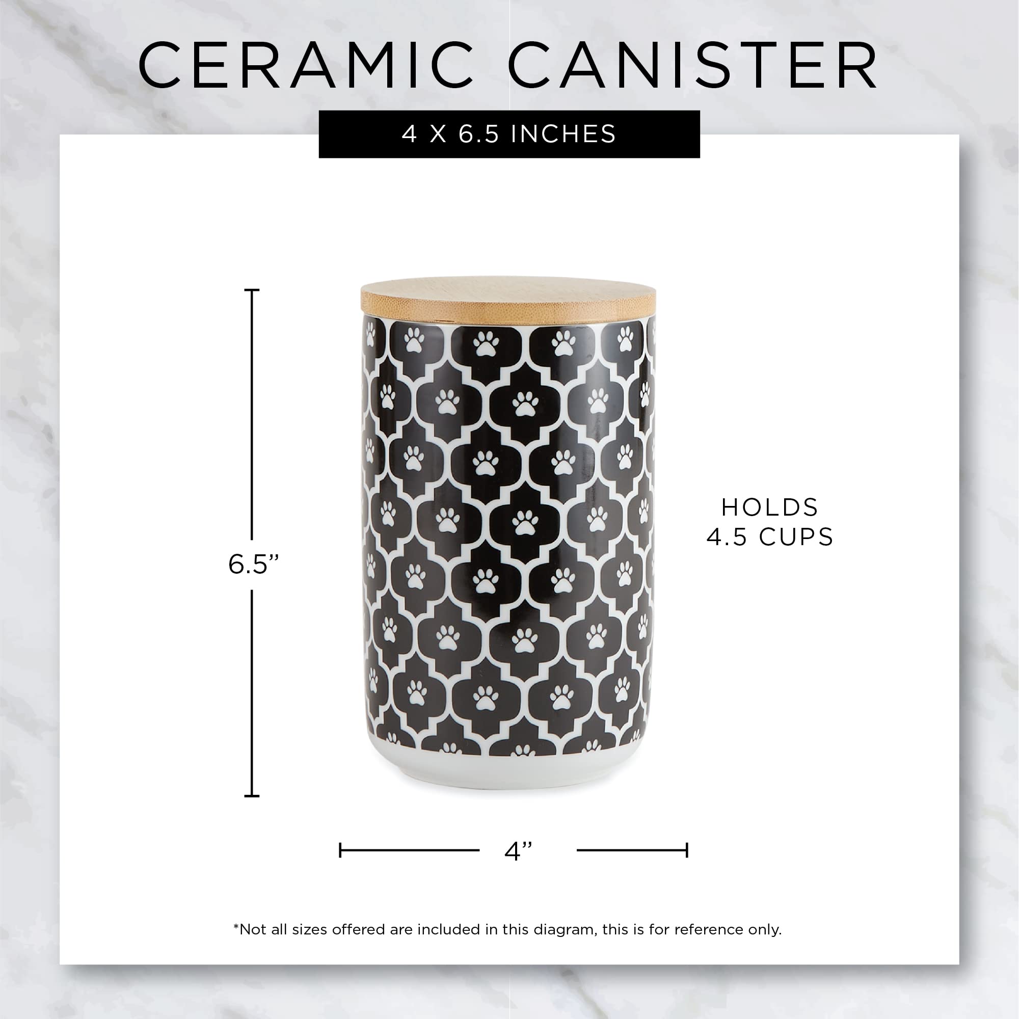 DII Gray Trellis Paw Ceramic Treat Canister