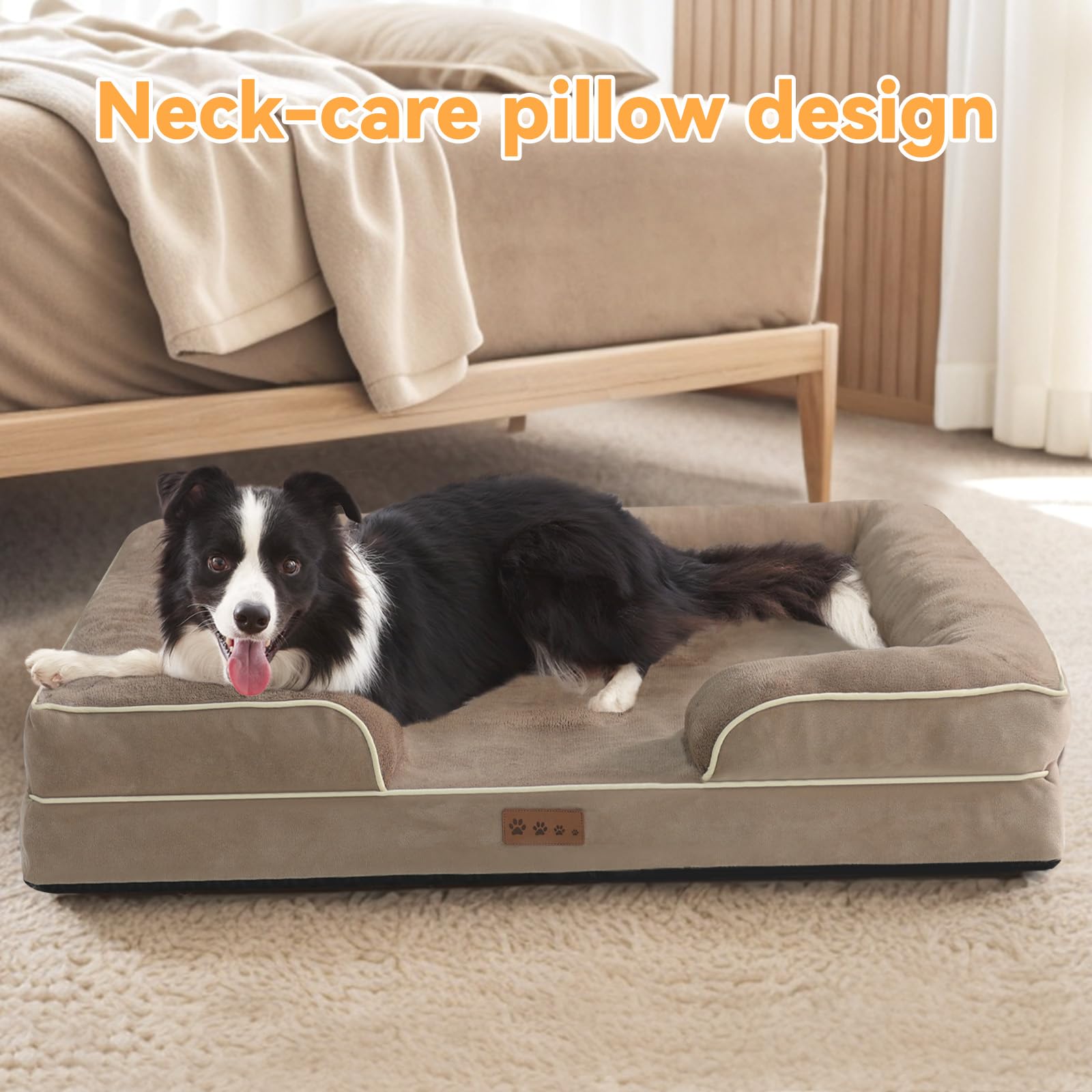 Dokdogs Orthopedic Dog Bed For Large Sized Dogs Waterproof Memory Foam Pet Beds With Nonskid Bottom Washable Dog Couch Bed With