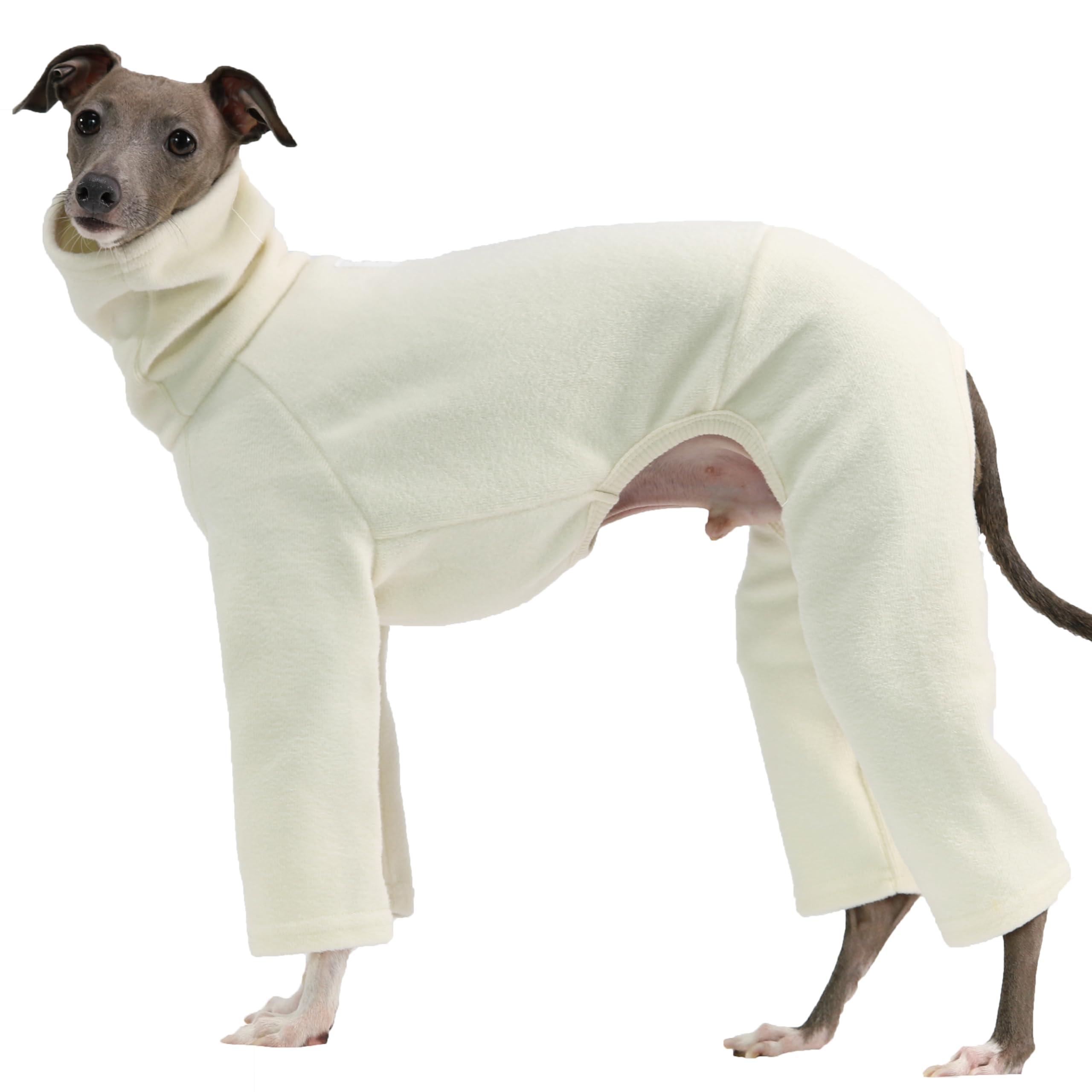 D Doggy Star Italian Greyhound Clothes Sweater Fleece Basic Onesie Whippet For Dog Turtleneck Outfits Coat (3Xl,Flce Ivory)