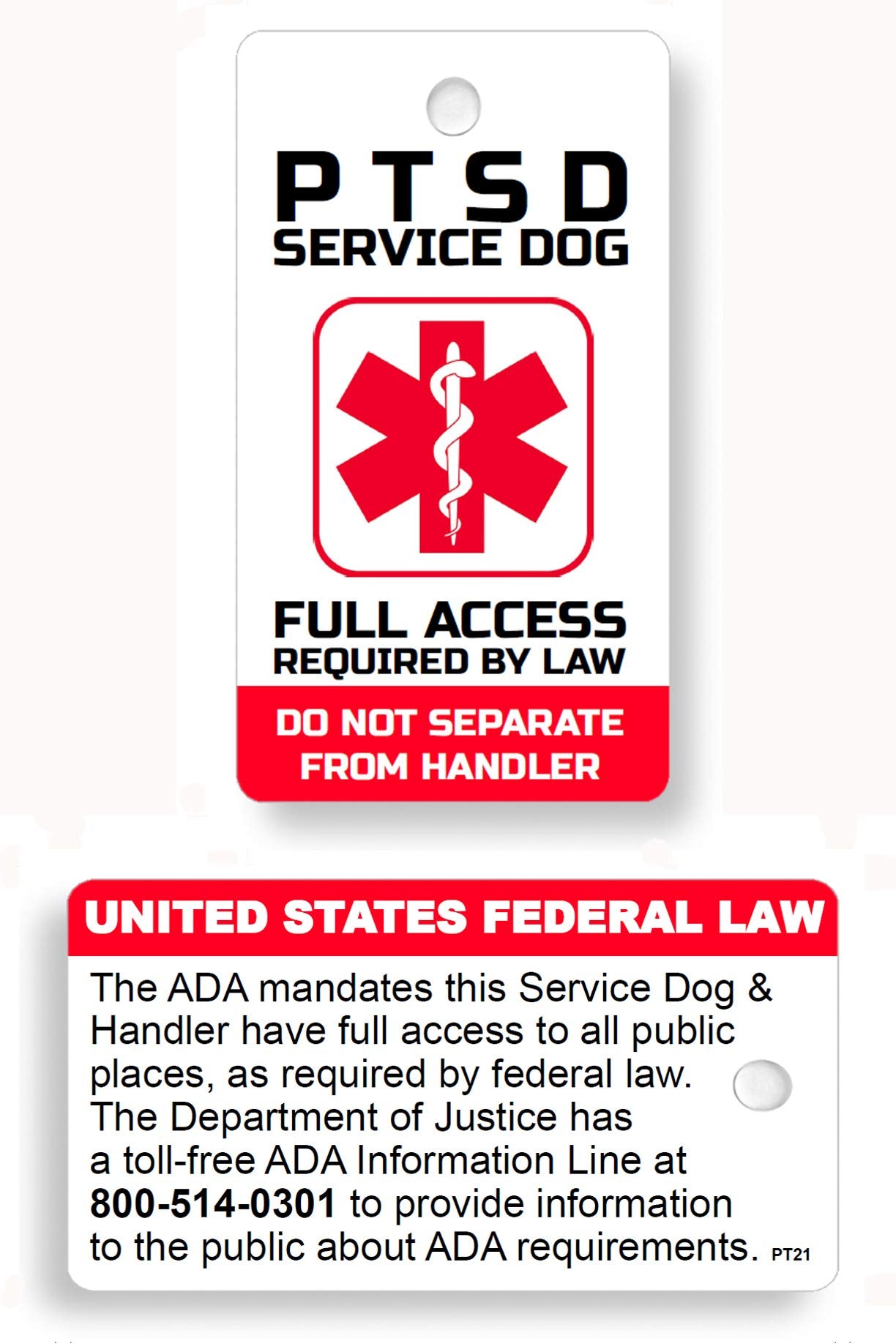 Just 4 Paws Pvc Ptsd Service Dogs Key Or Collar Tag For Ada Ptsd Service Animals (Pt21)