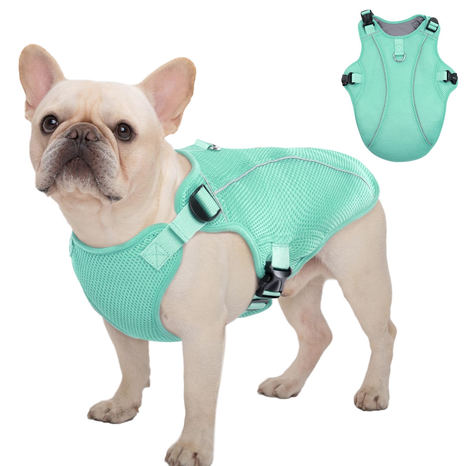 Kuoser Dog Cooling Vest Harness, Small Dog Cooler Jacket With Adjustable Buckle For Outdoor Beach, Hiking, Training Green S