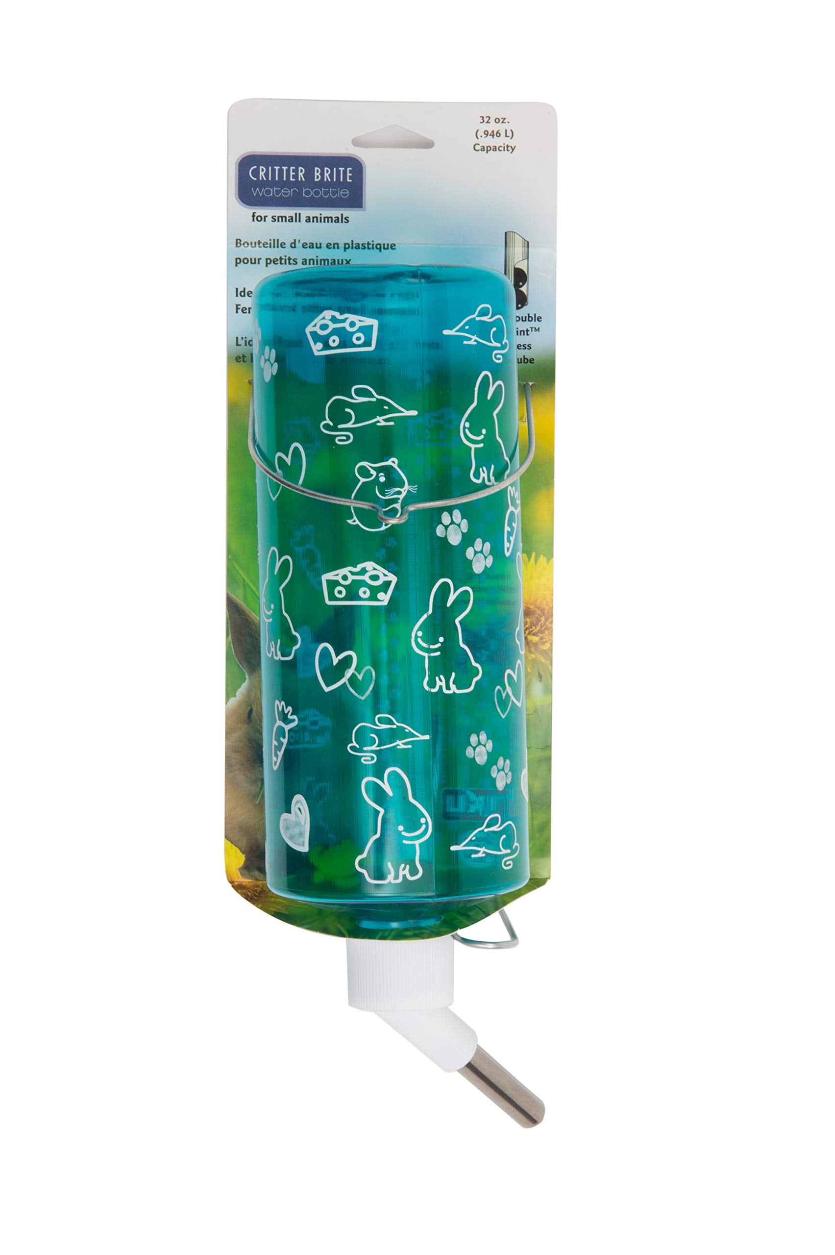 Lixit Standard Cage Water Bottles for Rabbits, Ferrets, Guinea Pigs, Hamsters, Rats, Mice and Other Small Animal's (32 Ounce, Bl