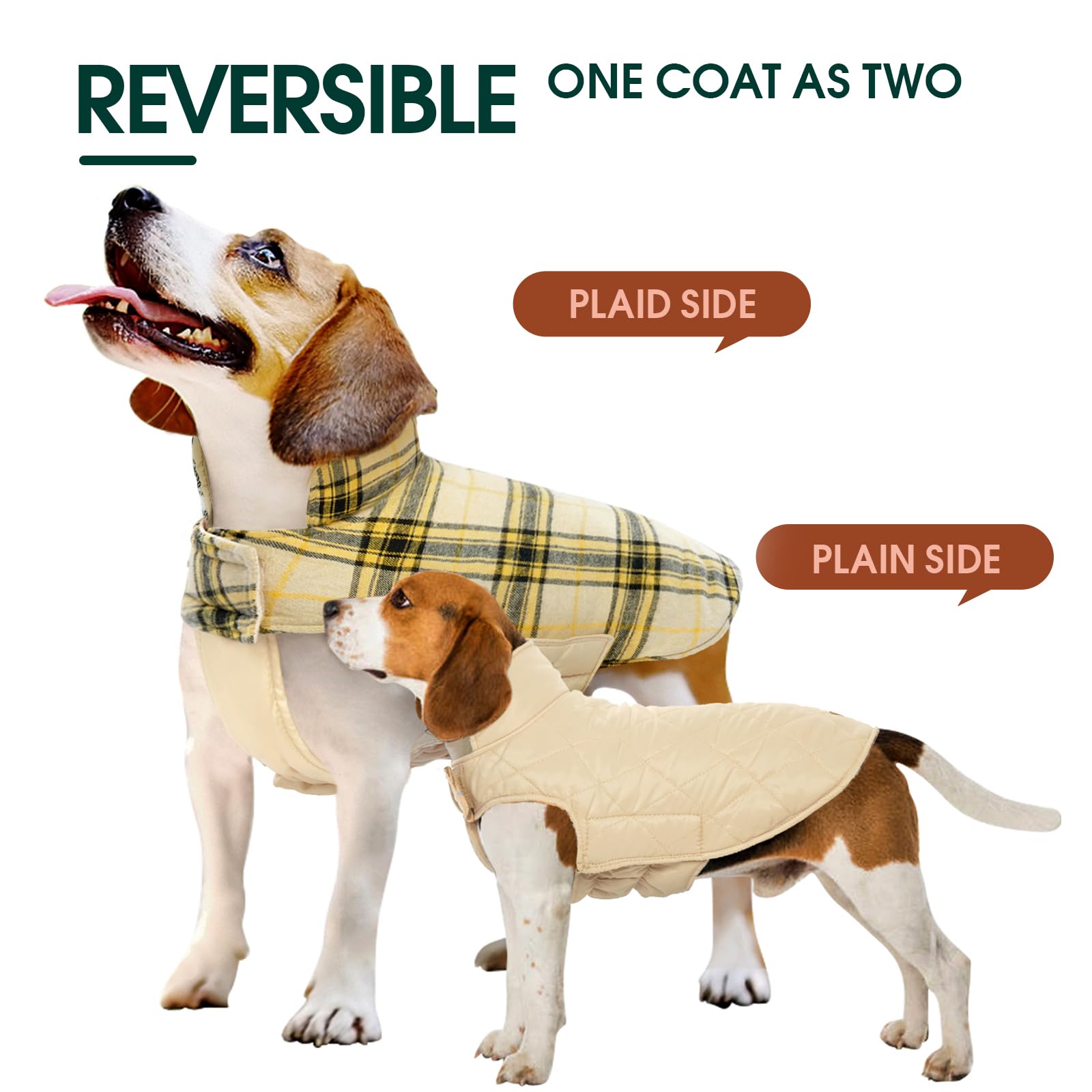 Kuoser Warm Dog Coat, Waterproof Dog Coats For X-Small Dogs, Adjustable Durable Doggie Winter Jacket Reversible Cozy Puppy Cold