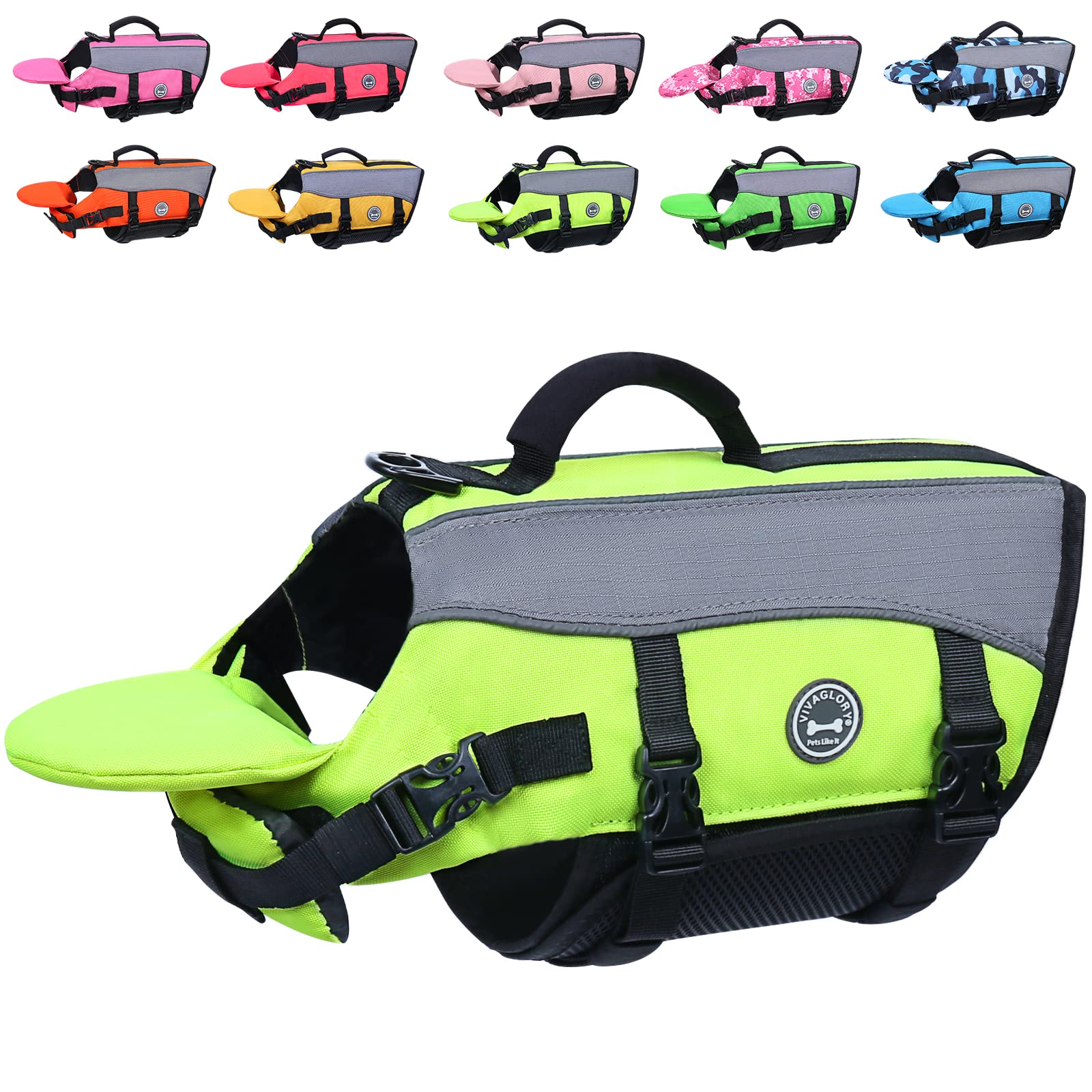 Vivaglory Dog Life Jacket With Removable Front Float, Dogs Life Vest With Extra Padding & Reflective Trims For Swimming & Boating, Bright Yellow, Xxs