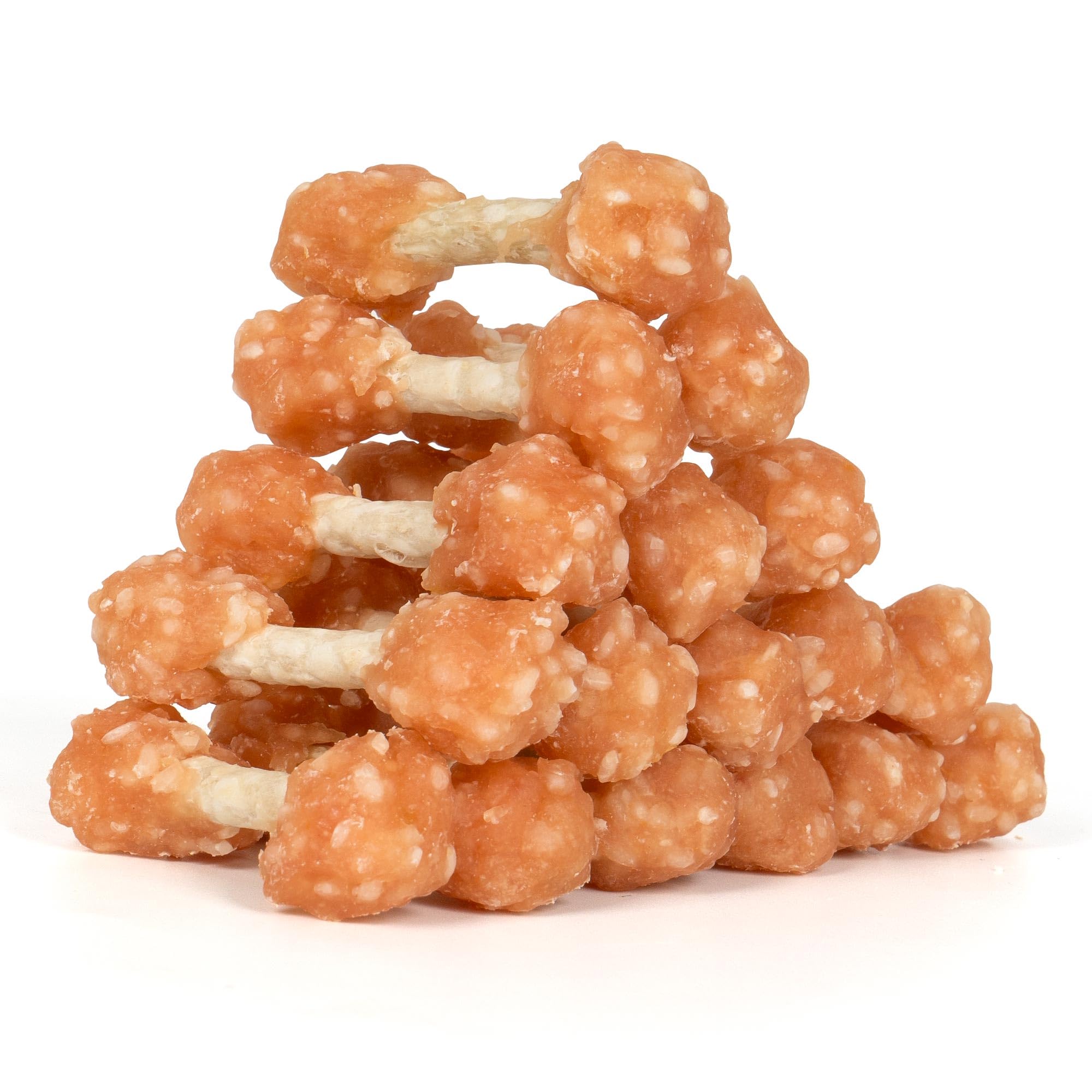 MON2SUN Dog Treats, 9oz Mini Rawhide Chews, Chicken Dumbbells with Rice for Small Dogs & Toy Breed, Crunchy and Healthy (2.5 Inc