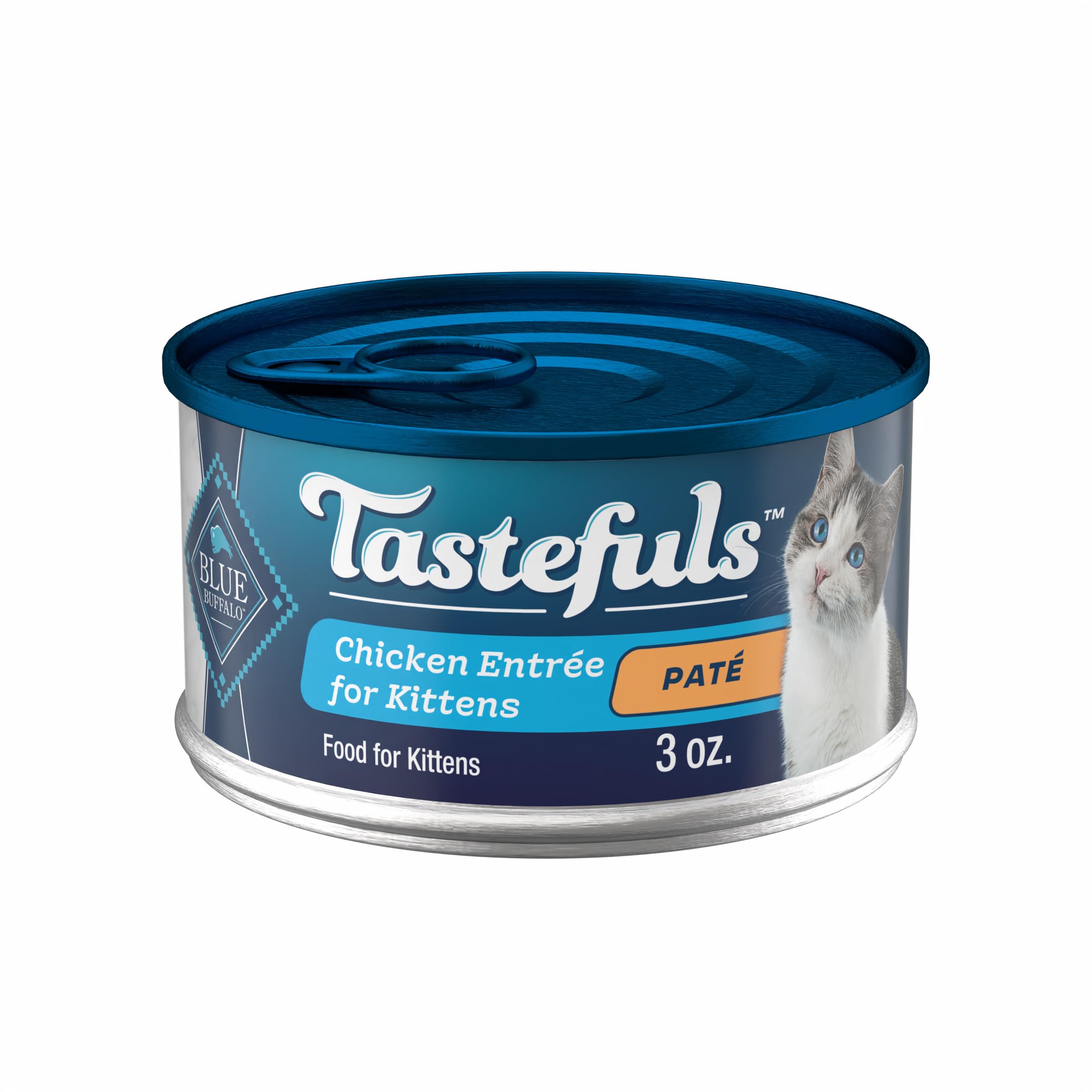 Blue Buffalo Tastefuls Wet Cat Food Pat   for Kittens, Made with Natural Ingredients | Chicken Entr  e, 3-oz. Cans (24 count )