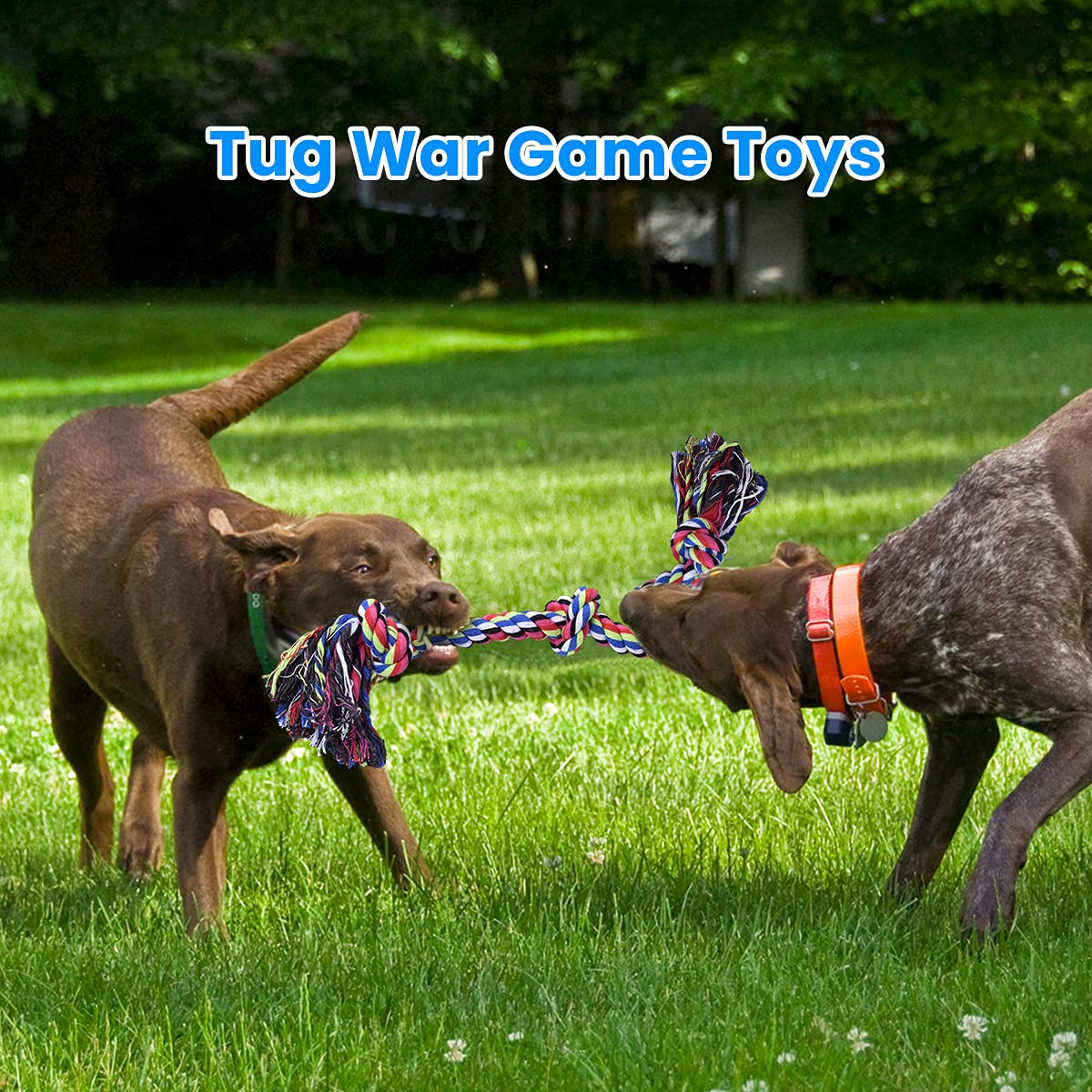 Feeko Dog Rope Toys For Large And Medium Aggressive Chewers, 2 Pack Heavy Duty Dog Rope Toy For Large Breed, Indestructible Dog Chew Toys, Tug Of War Dog Toy, 100% Cotton Teeth Cleaning