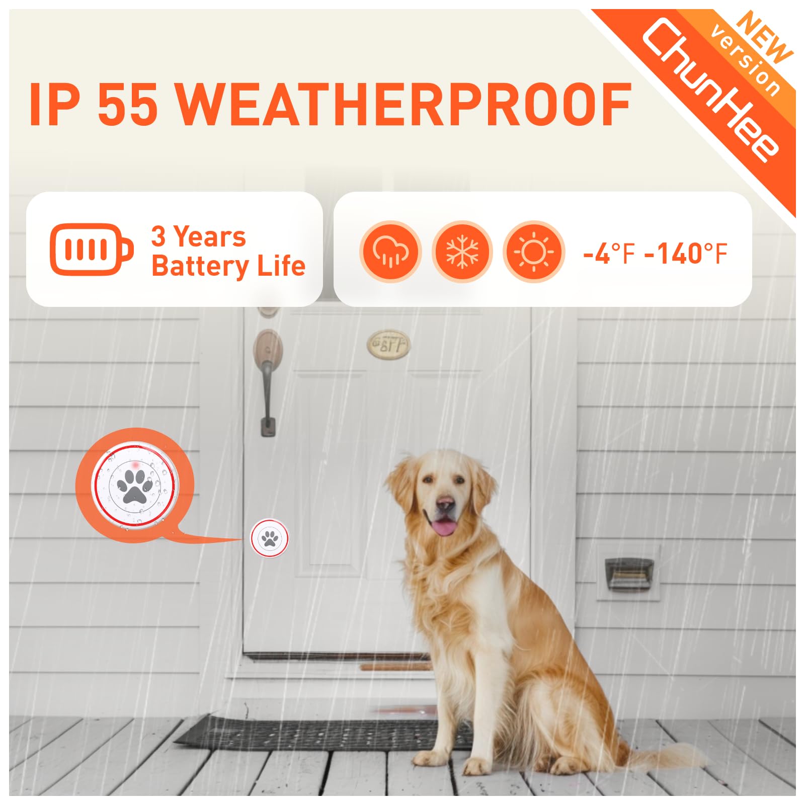 Chunhee Smart Dog Door Bell Wireless Puppy Doorbell For Potty Training, Dog Bells To Go Outside,Bell For Dogs To Ring To Go Potty [New 2024]