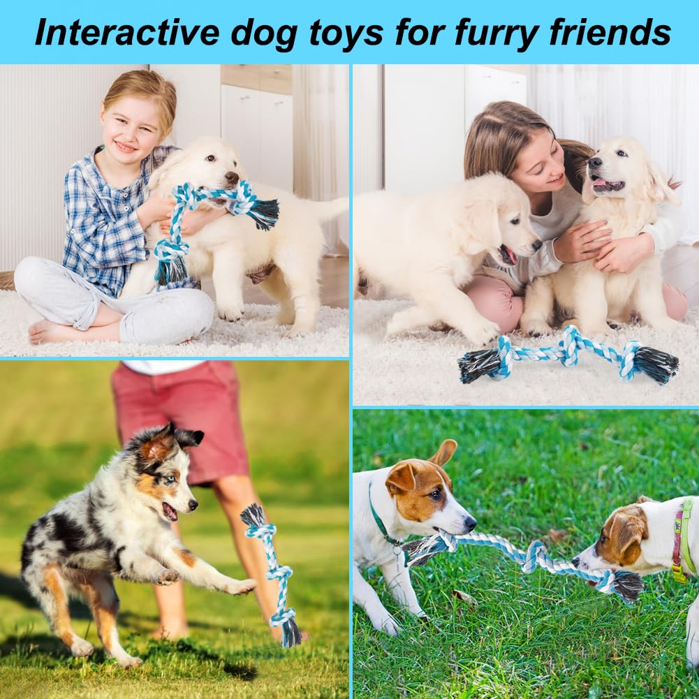 Szee Dog Rope Toys, 14 In 3 Knots Chew Rope For Medium And Small Dogs, Natural Cotton Pull Toy For Tug Of War And Teeth Cleaning