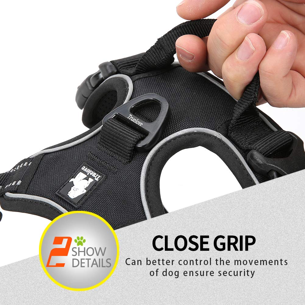 Juxzh Truelove Soft Front Dog Harness .Reflective No Pull Harness With Handle And 2 Leash Attachments Grass Green