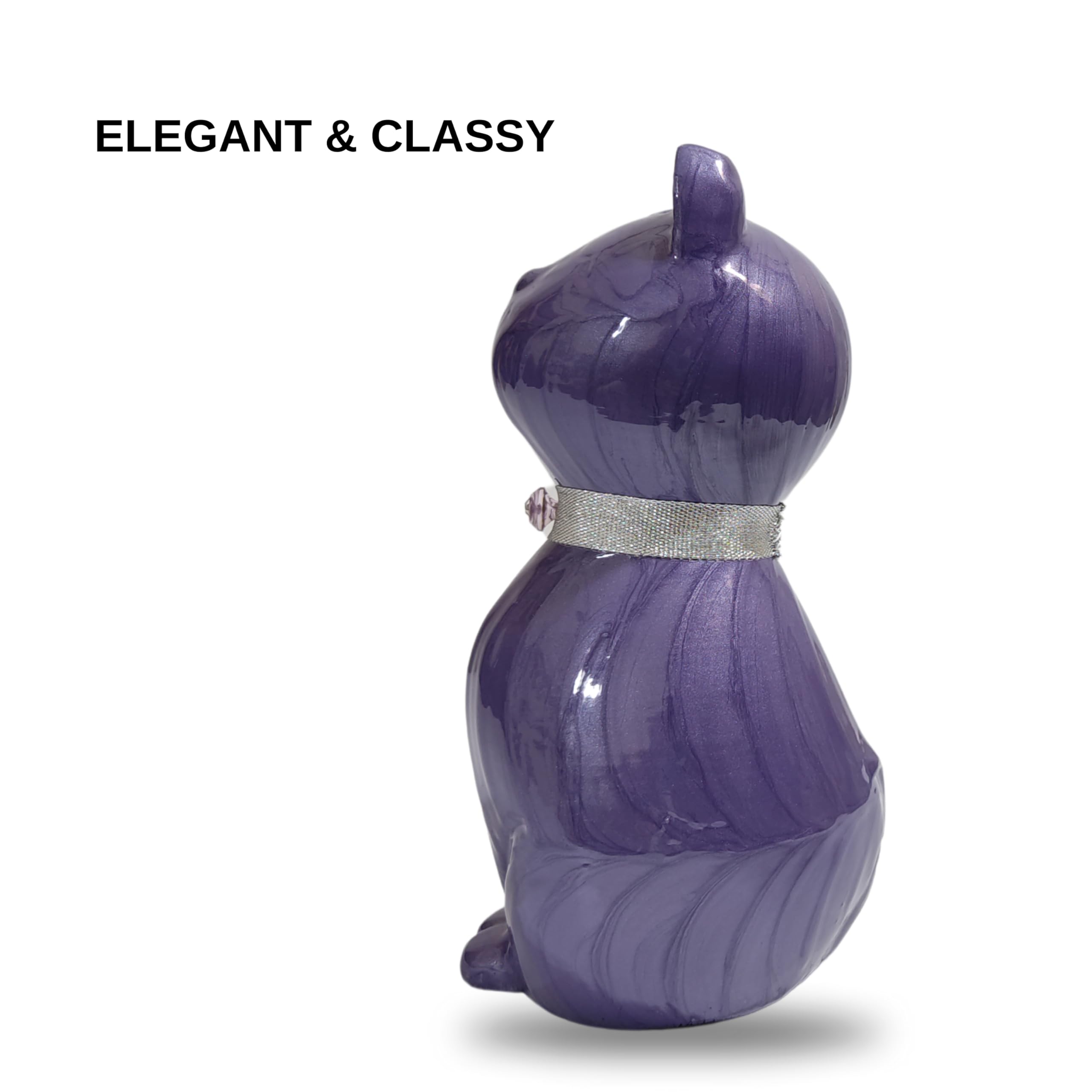 Beautiful Cat Memorial Keepsake - Purple, Black Finish Urn - 42 Cubic Inch Capacity