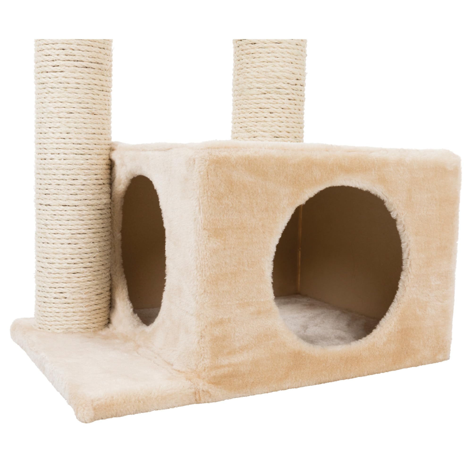 Trixie Valencia Scratching Post With Condo, Two Platforms, Dangling Cat Toy, Beige