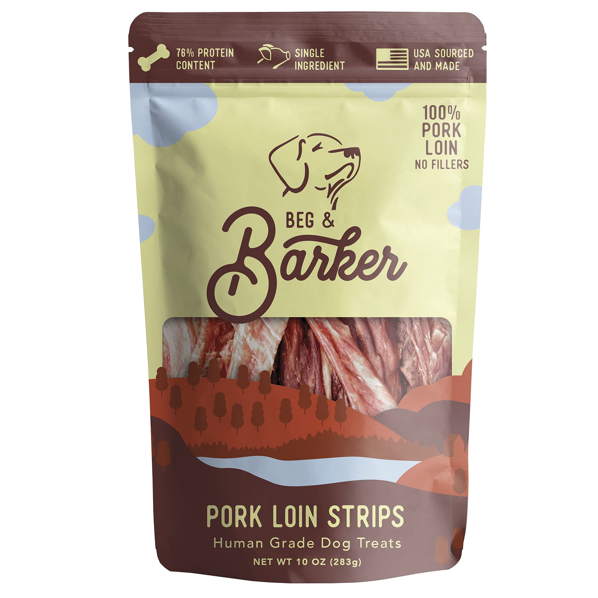 Beg & Barker Pork Jerky for Dogs (10 oz, Pack of 1) - Dog Training Treats - Natural Dog Treats Made in The USA - Grain Free, Dia