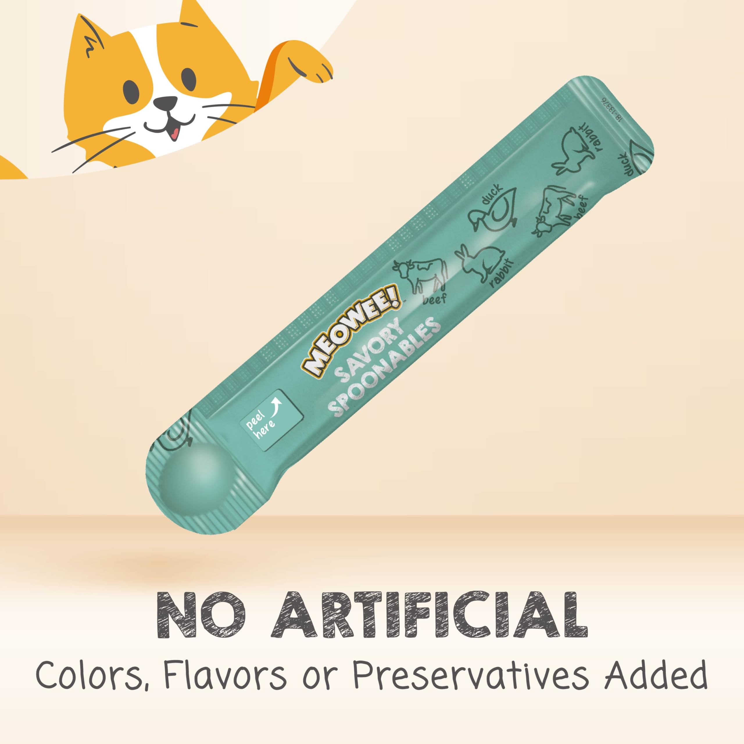 MEOWEE! Savory Spoonables with Real Duck, Beef and Rabbit for Cats, 8 Count, Treat Your Cat to Triple Flavor Squeezable Lickable