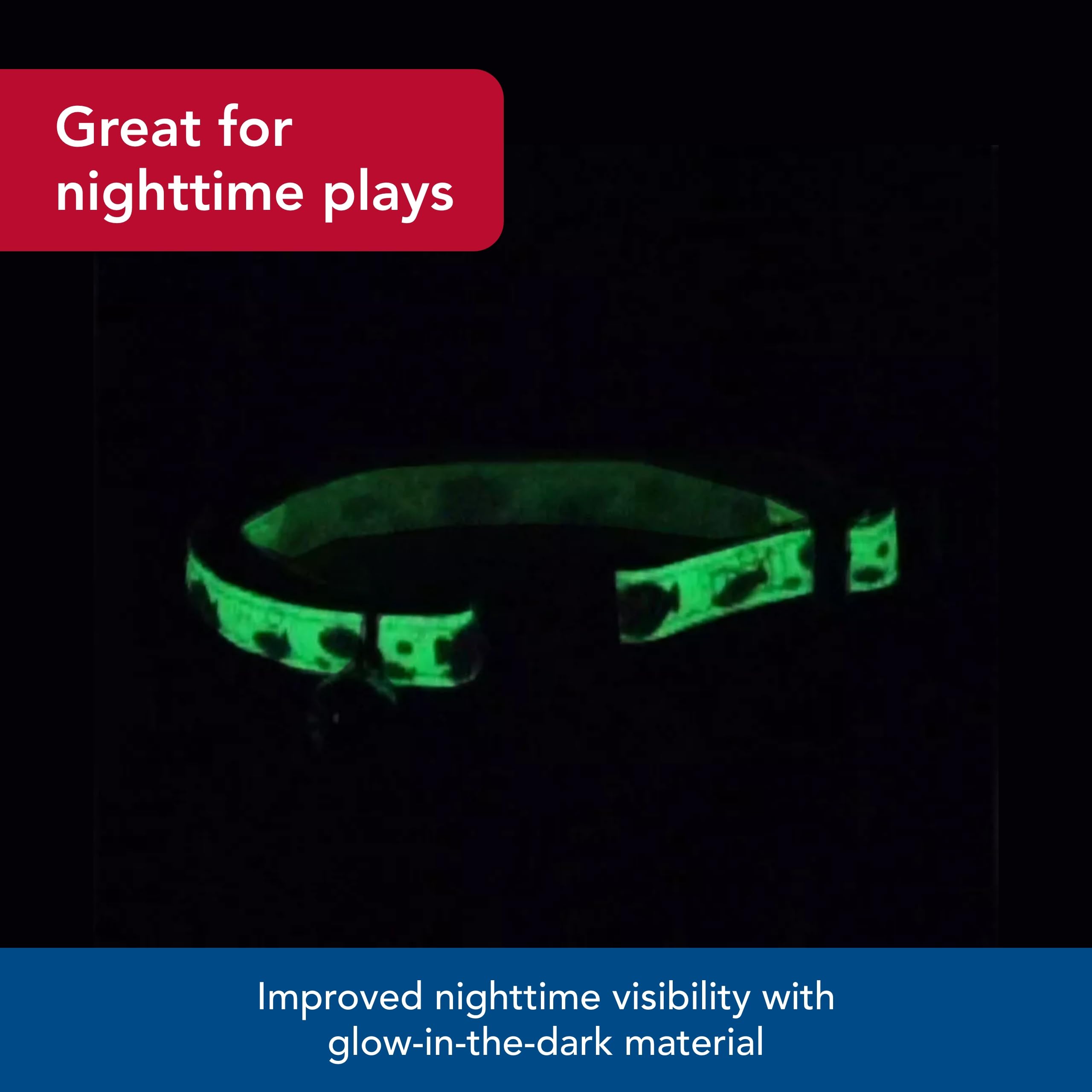 Coastal - Safe Cat Glow In The Dark Adjustable Breakaway Collar - Glowing Blue Boat - 3/8'' X 8''-12''