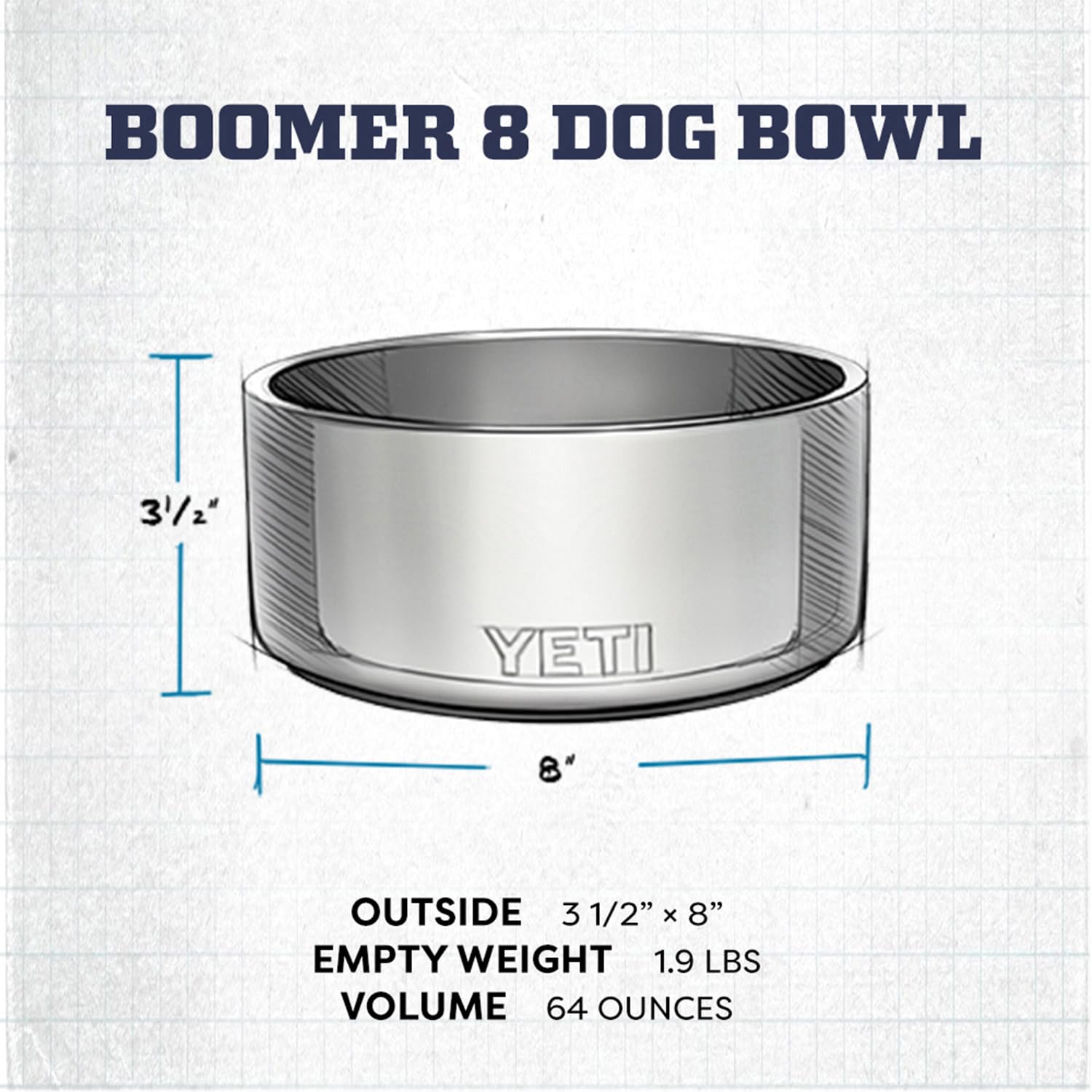 YETI Boomer 8, Stainless Steel, Non-Slip Dog Bowl, Holds 64 Ounces, Ultramarine Violet
