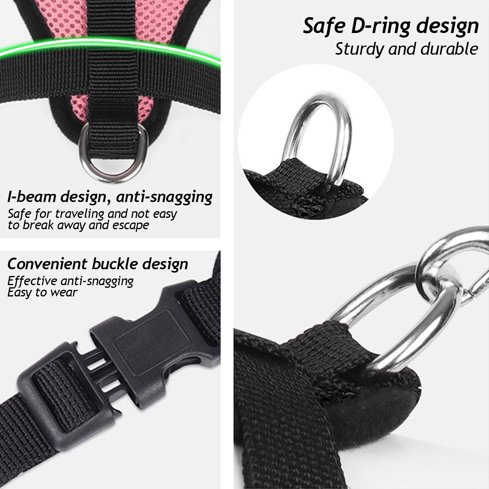 Shudyear Summer Cat Chest Harness And Leash, Anti-Escape Adjustable Soft Mesh Cat Leash And Chest Harness Set For All Types Of C