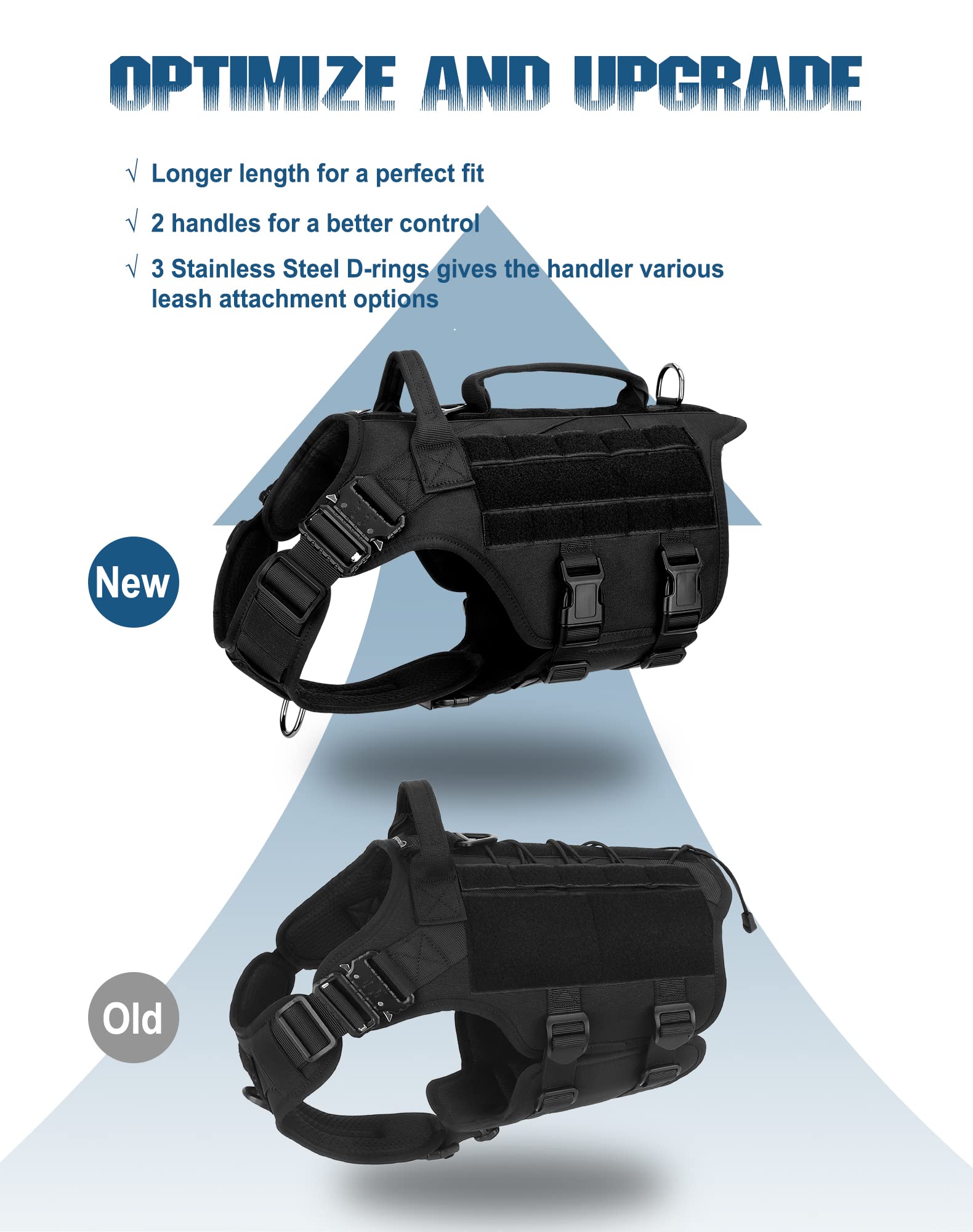 Tactical Dog Harness - Petnanny Harness Service Dog Vest For Large Breed Dog, Hook And Loop Panel For Service Patchs, Work Molle