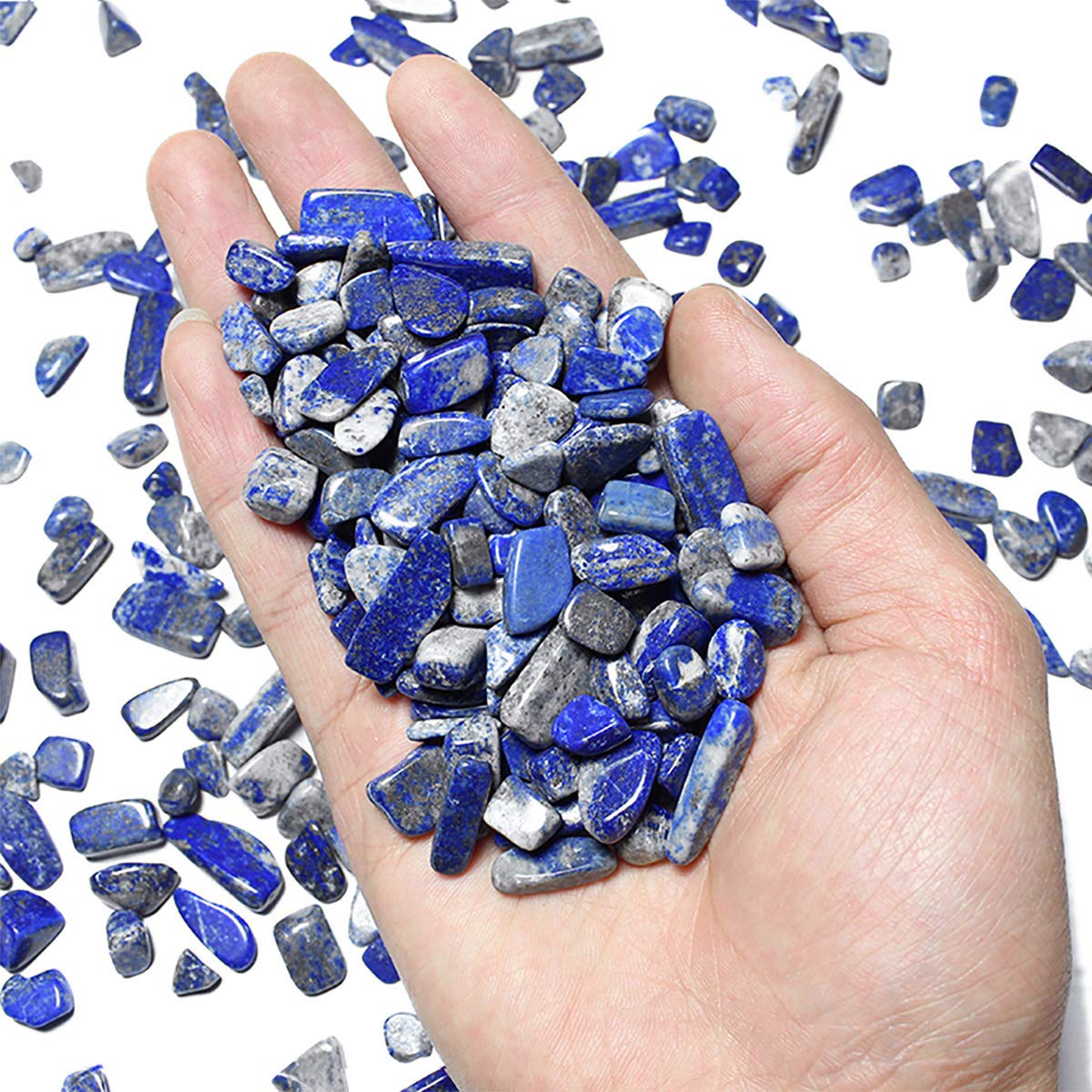 Wayber 1 Lb/460G Deep Blue Lapis Lazuli Pebbles Irregular Decorative Stones Natural Crystal Rock Gravel For Aquarium/Fish Turtle Tank/Succulent Plants/Air Plants Decoration (Fill 0.9 Cup)
