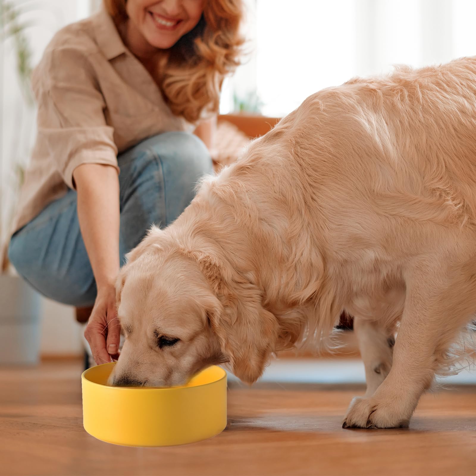 Welloyed 8 Ceramic Dog Bowl - 70Oz Classic Dogs Food & Water Bowl for Medium and Large Breeds, Heavy-Duty Non-Slip Dog Dish, F