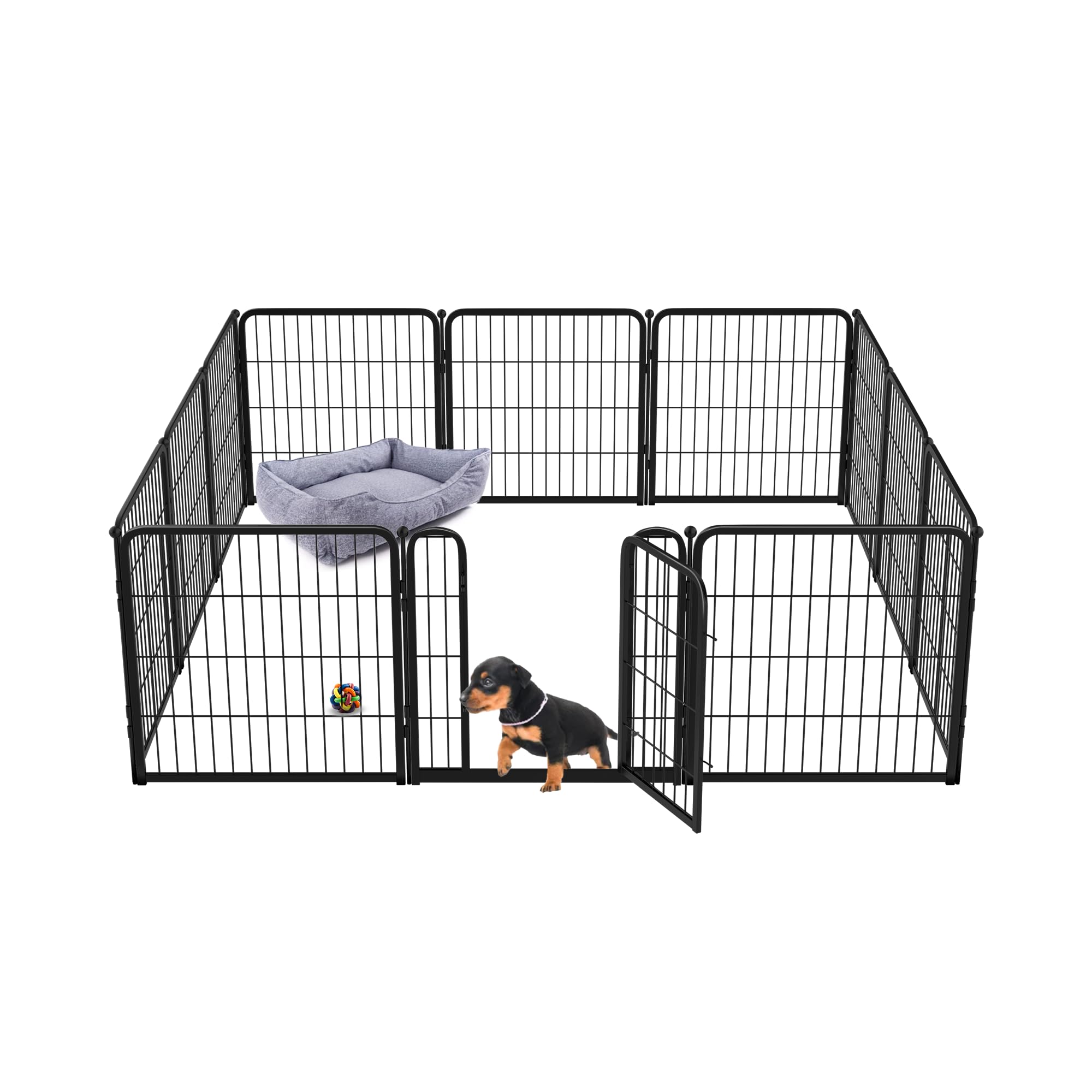 Fxw Homeplus Indoor Dog Playpen - Stress-Free And Safe Play, 24 Inch 12 Panels For Puppy And Small Dogs, Black│Patented