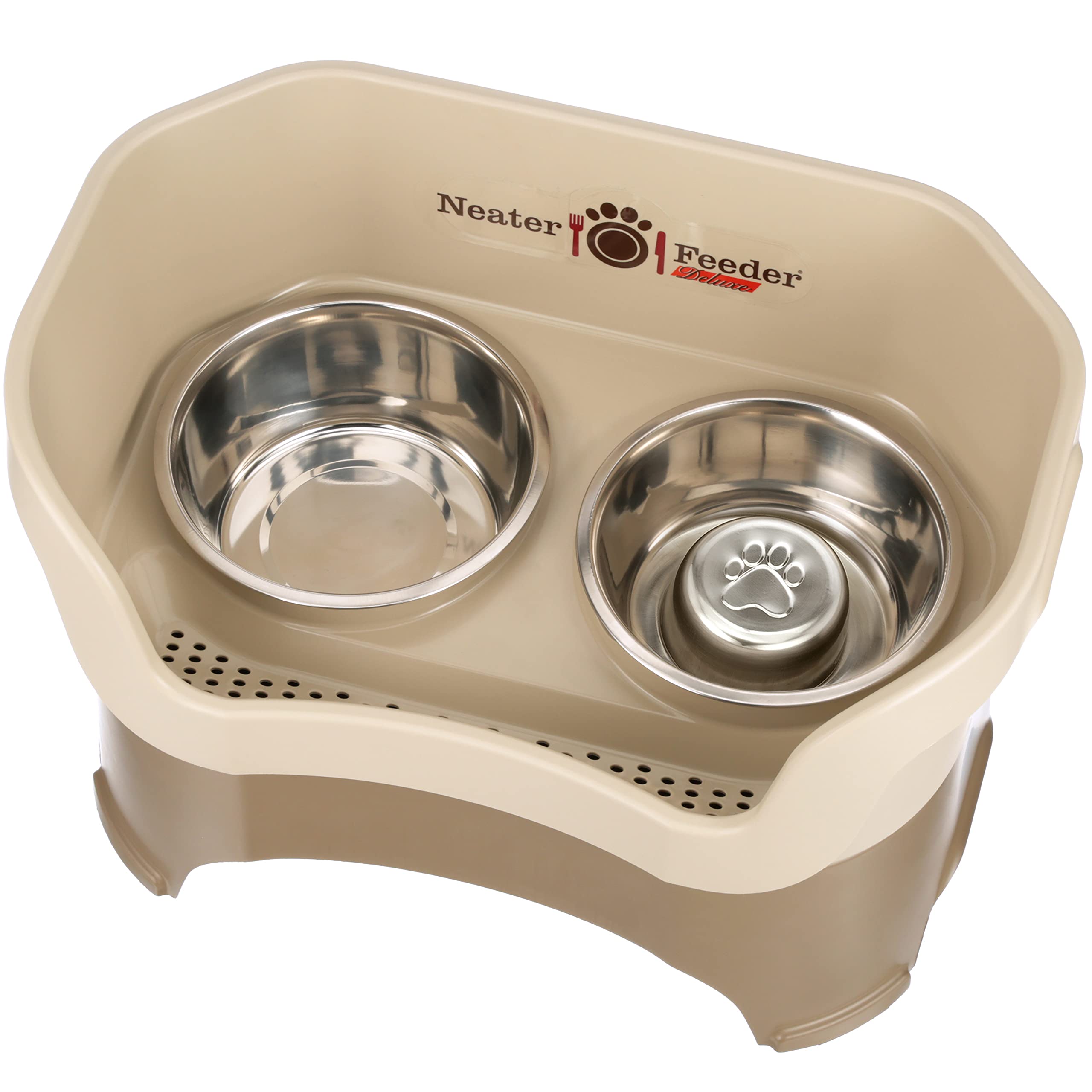 Neater Feeder Deluxe Mess Proof Dog Bowls Elevated for Large Breeds - Made in USA - No Spill Raised Slow Feeder Elevated Dog Bow