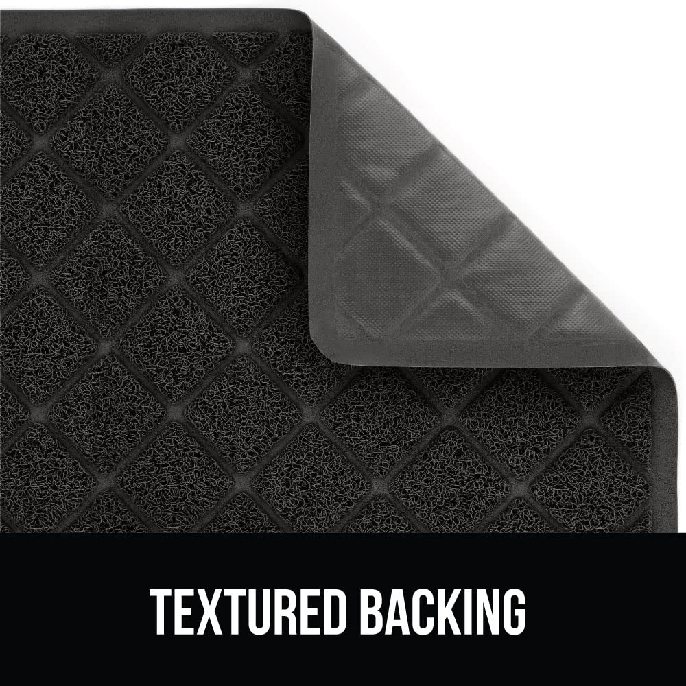 Gorilla Grip Thick Cat Litter Trapping Mat, 24X17, Less Waste, Traps Mess From Box For Cleaner Floors, Stays In Place For Cats, Soft On Kitty Paws, Easy Clean, Small Size, Durable Backing, Black