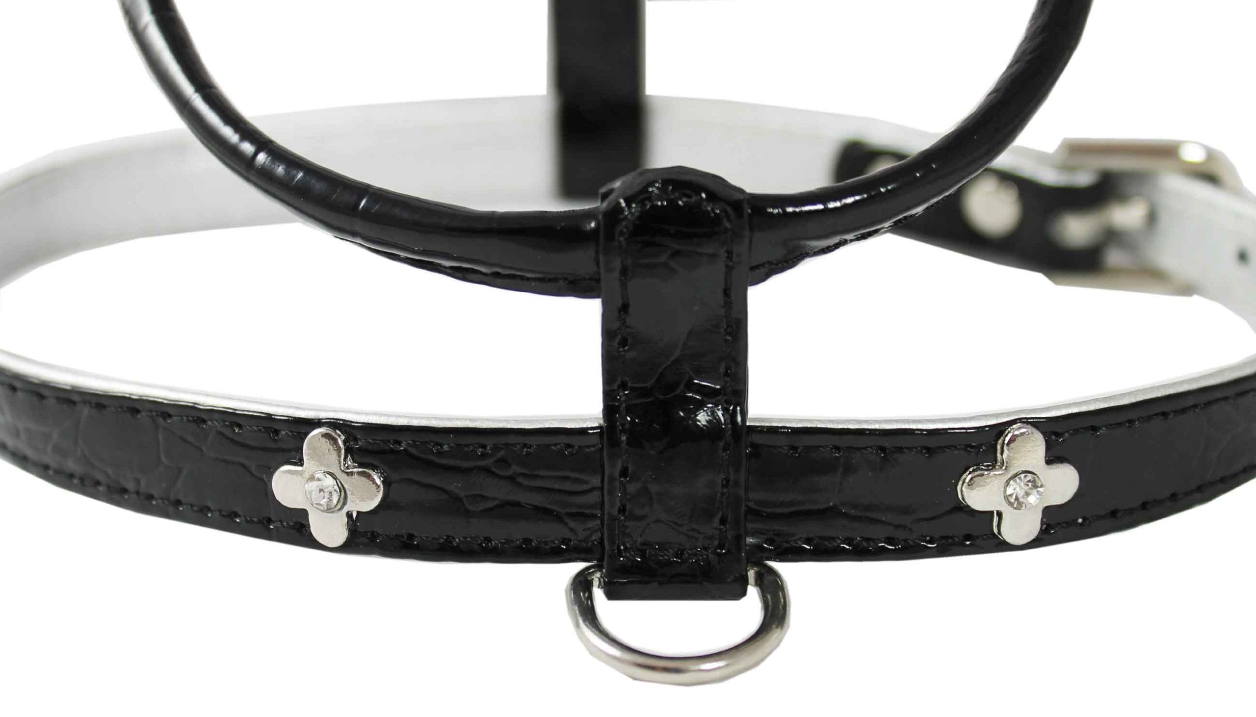 Black Faux Leather Studded Dog Harness Small for 12.5-15.5 Chest