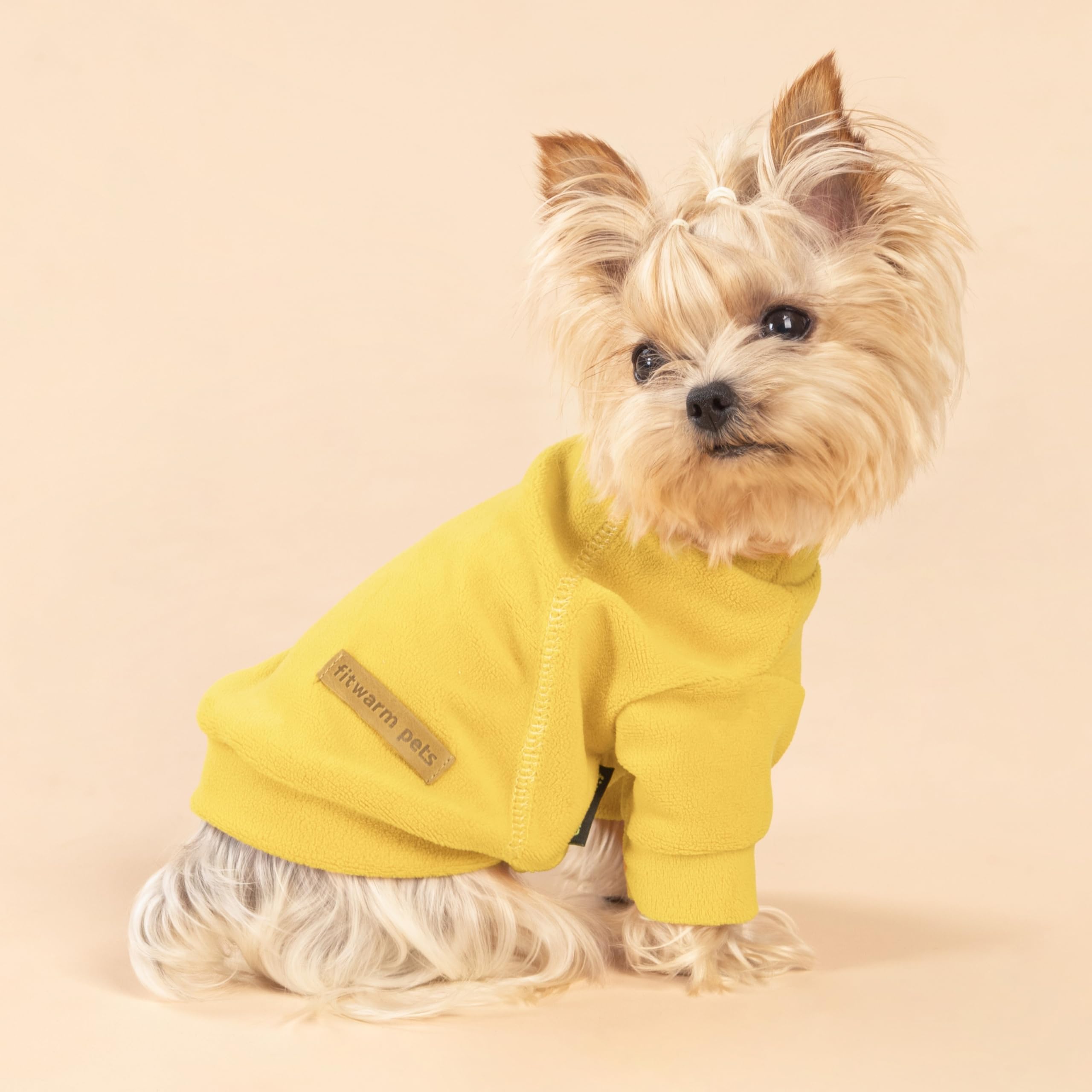 Fitwarm Classic Fleece Dog Sweater - Turtleneck Pullover for Small Dogs, XL, Orange-Yellow-Coffee, Model Fwthreepackorangesweater_XL_B0482