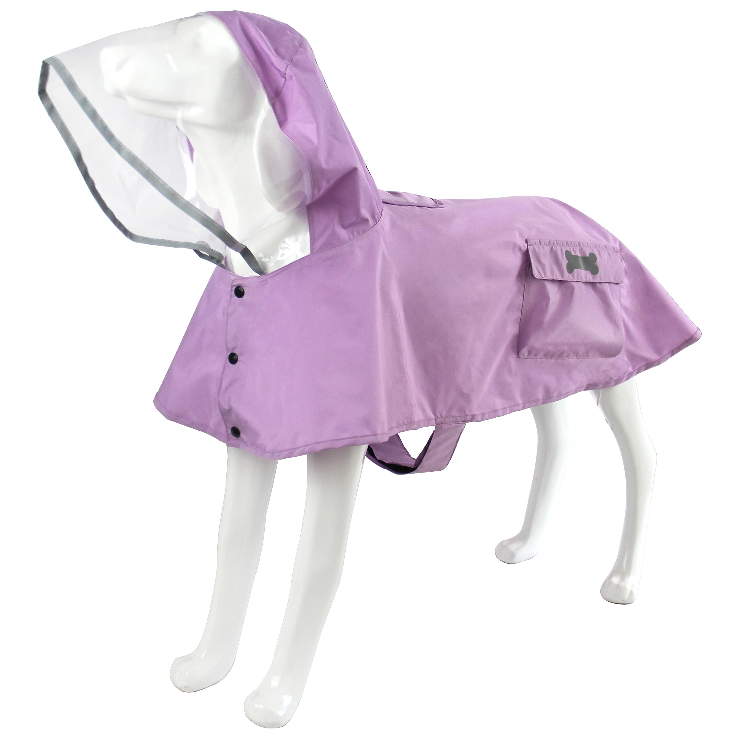Waterproof Dog Raincoat, Adjustable Reflective Lightweight Pet Rain Clothes With Poncho Hood(Small, Light Purple)